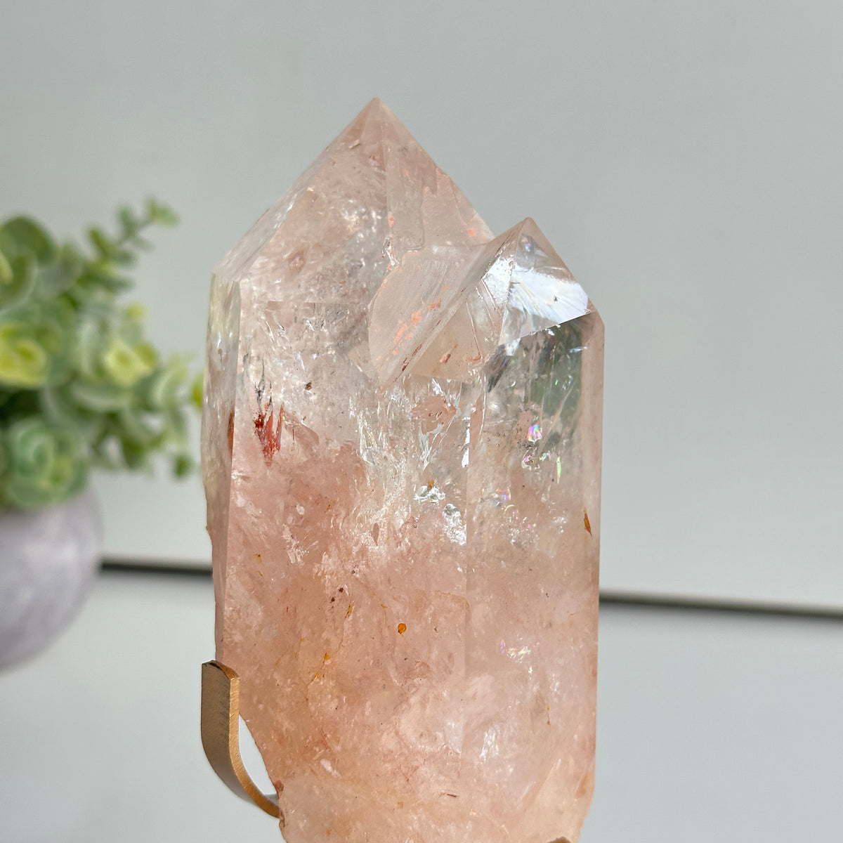 Pink Himalayan Quartz Double Point In Stand 13cm