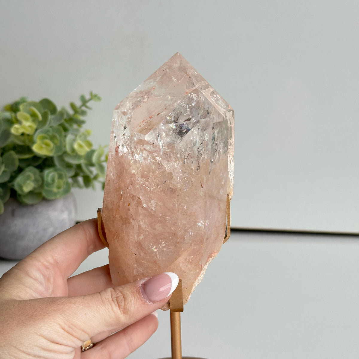 Pink Himalayan Quartz Double Point In Stand 13cm