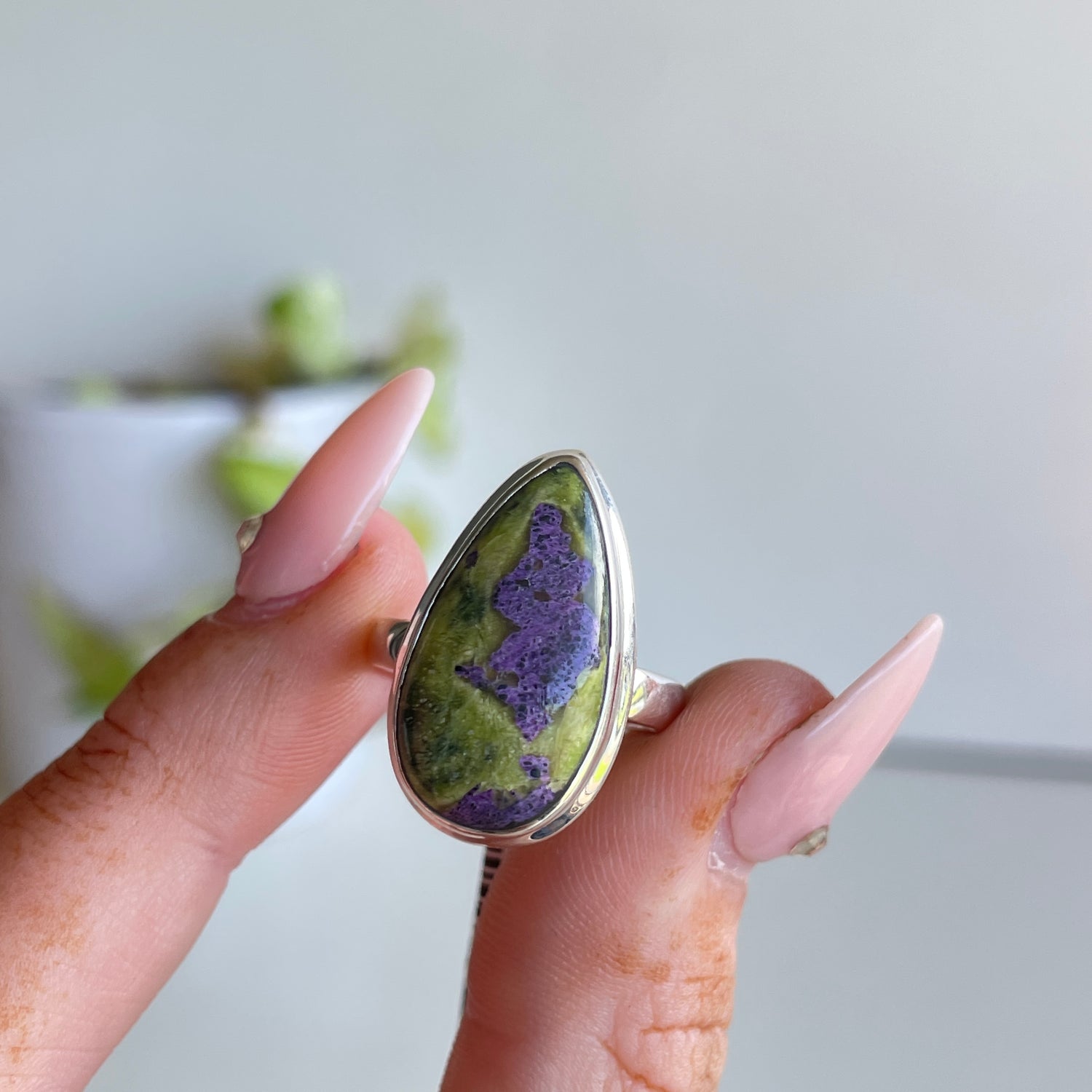Atlantisite Teardrop Ring Sz7