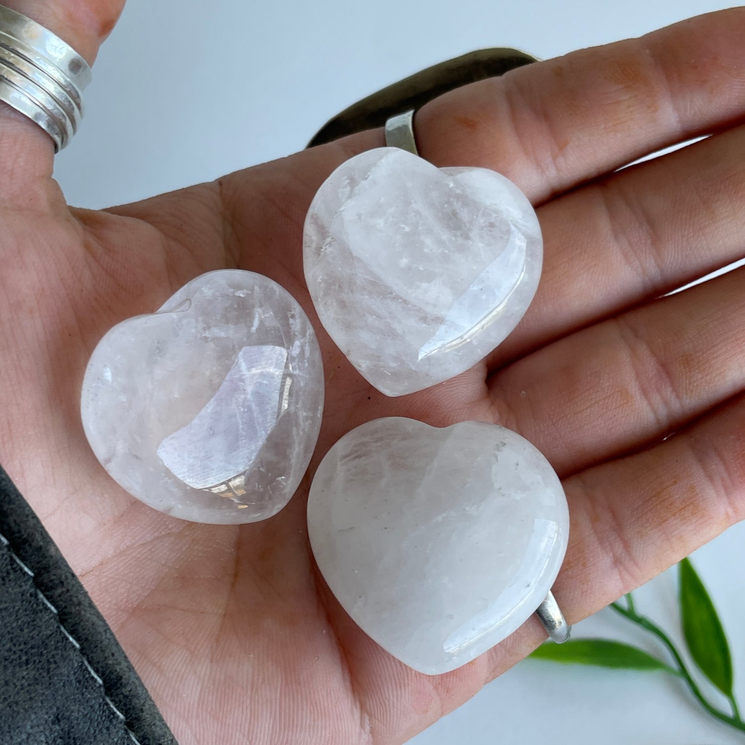 Clear Quartz 3cm Hearts