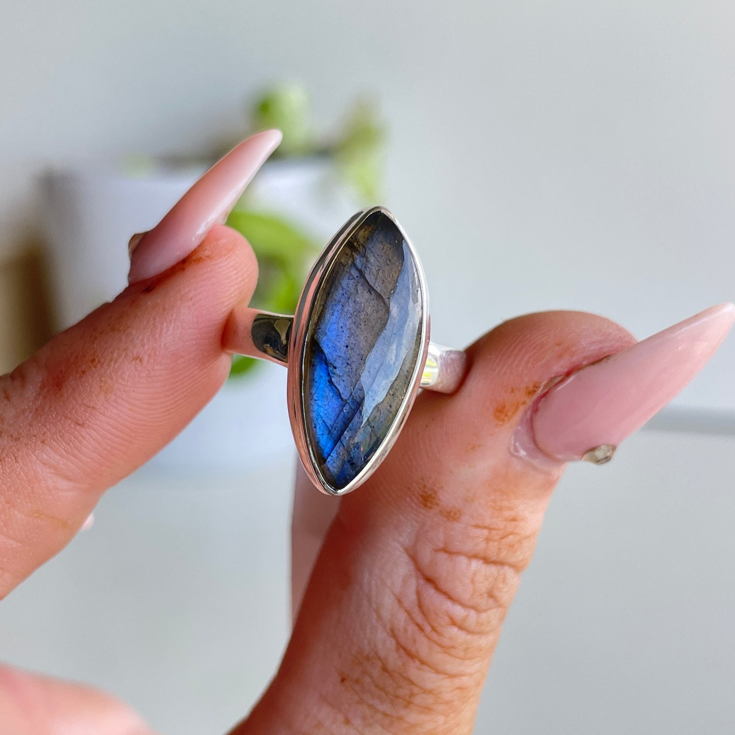 Labradorite Marquise Ring Sz8