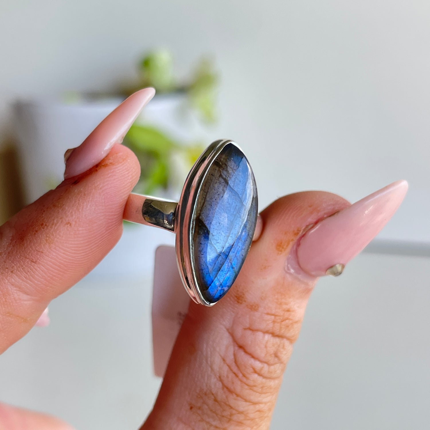 Labradorite Marquise Ring Sz8