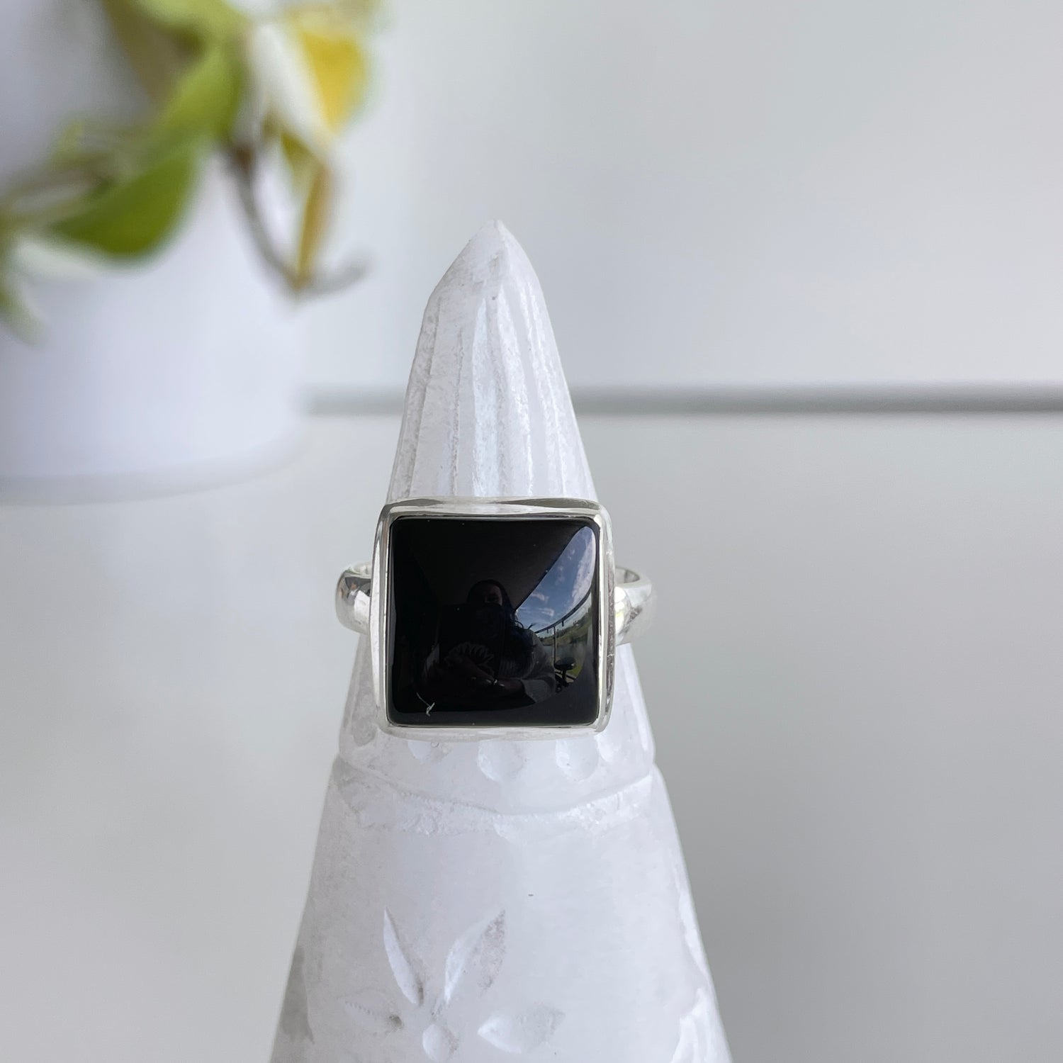 Black Onyx Square Ring Sz7.5