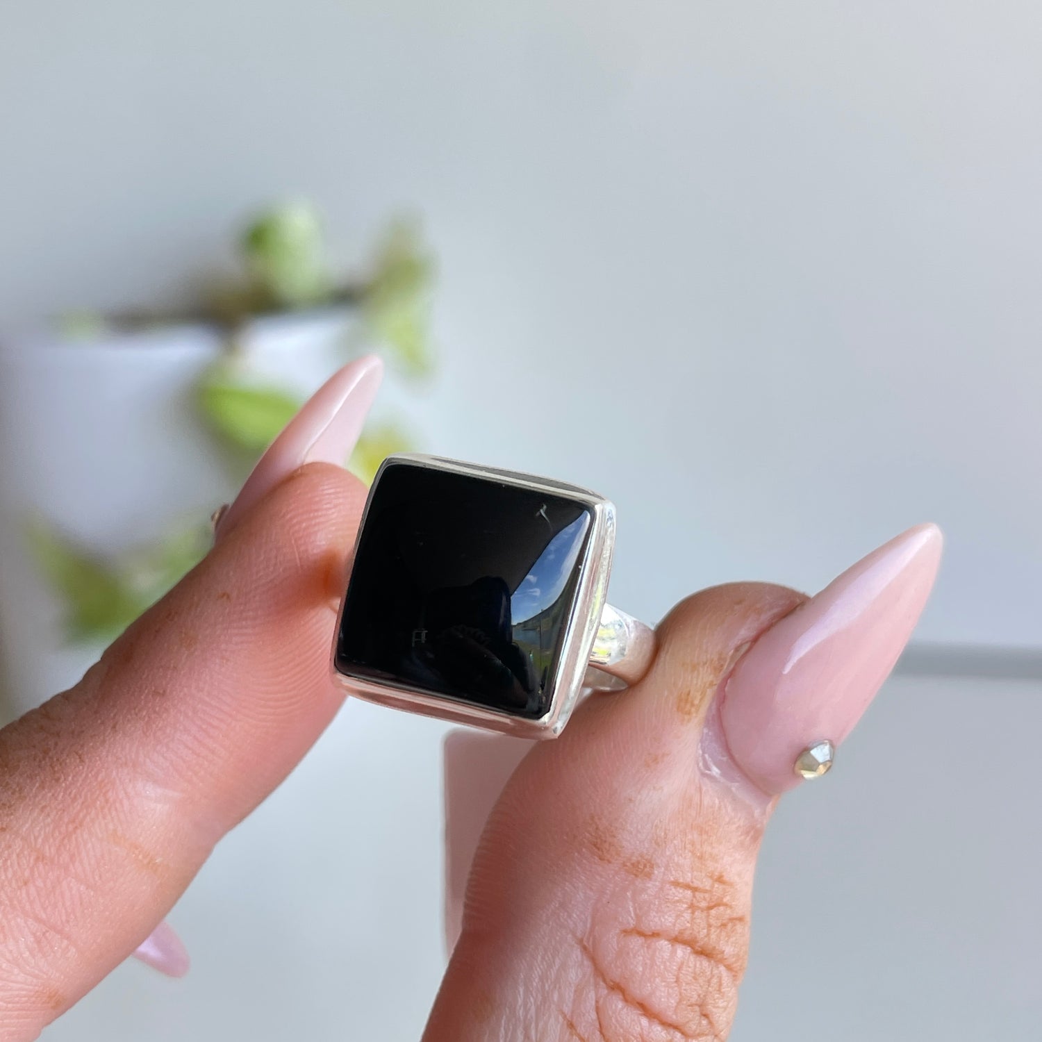 Black Onyx Square Ring Sz7.5