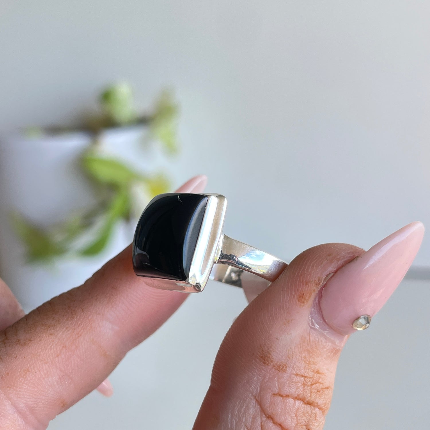 Black Onyx Square Ring Sz7.5