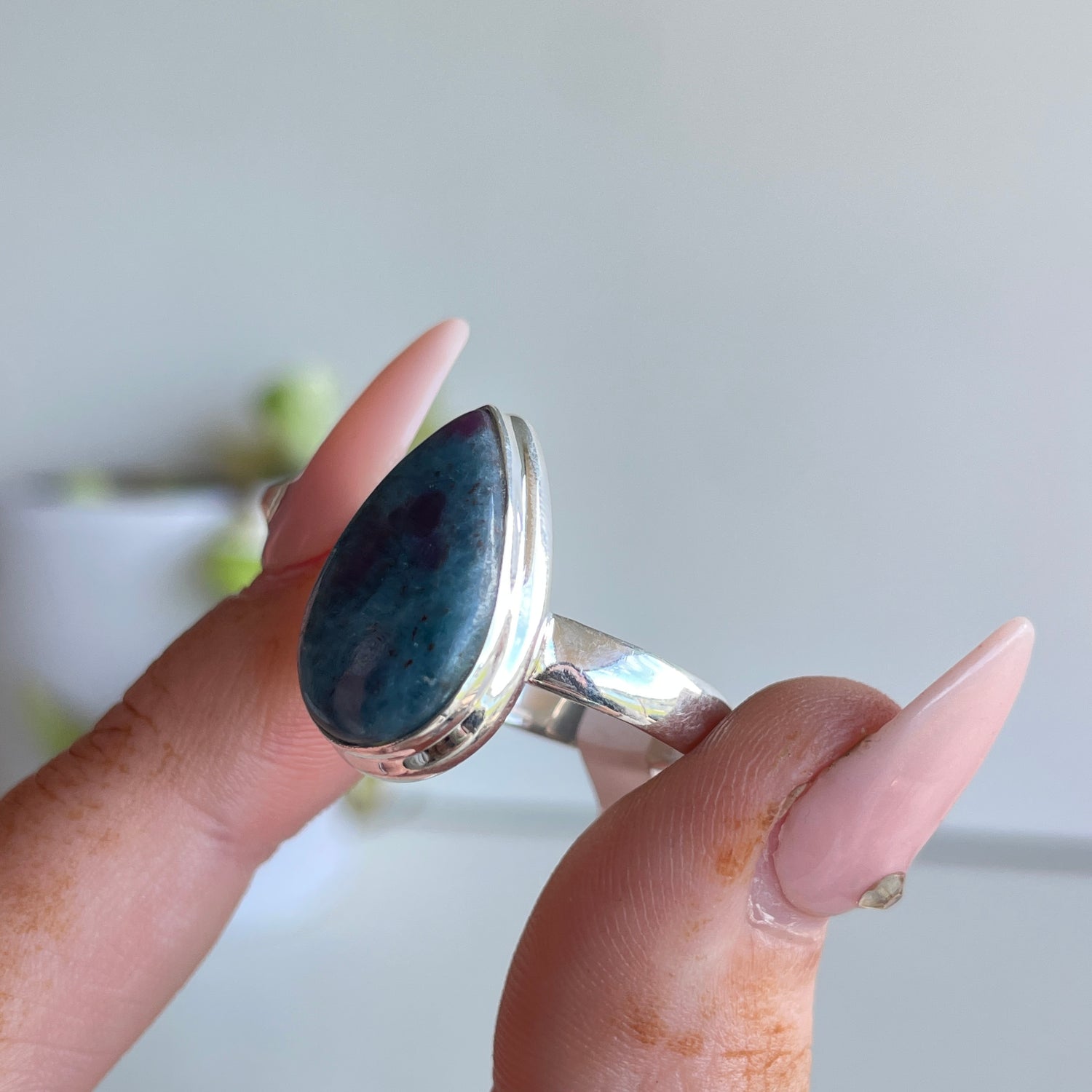 Ruby In Kyanite Teardrop Ring Sz7