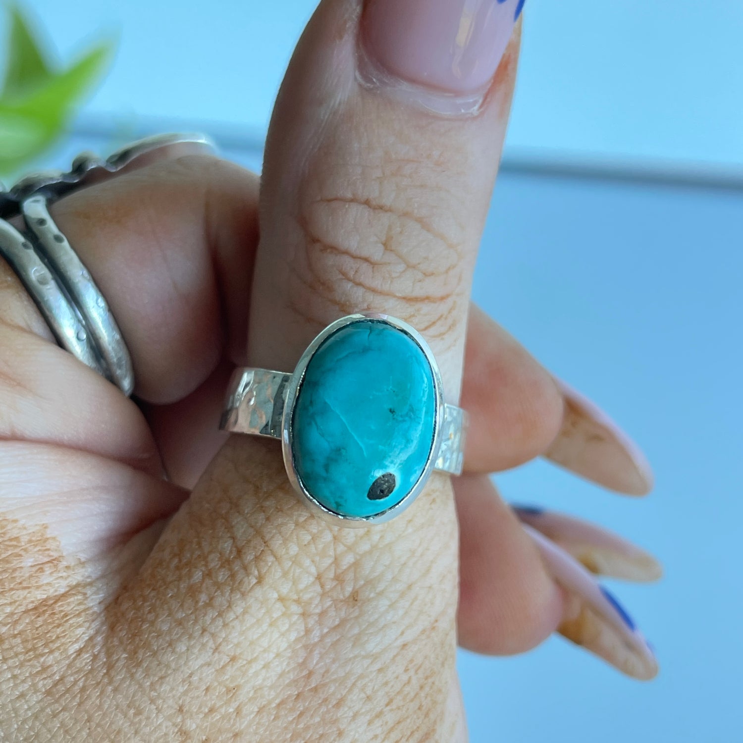 Turquoise Oval Ring Sz8