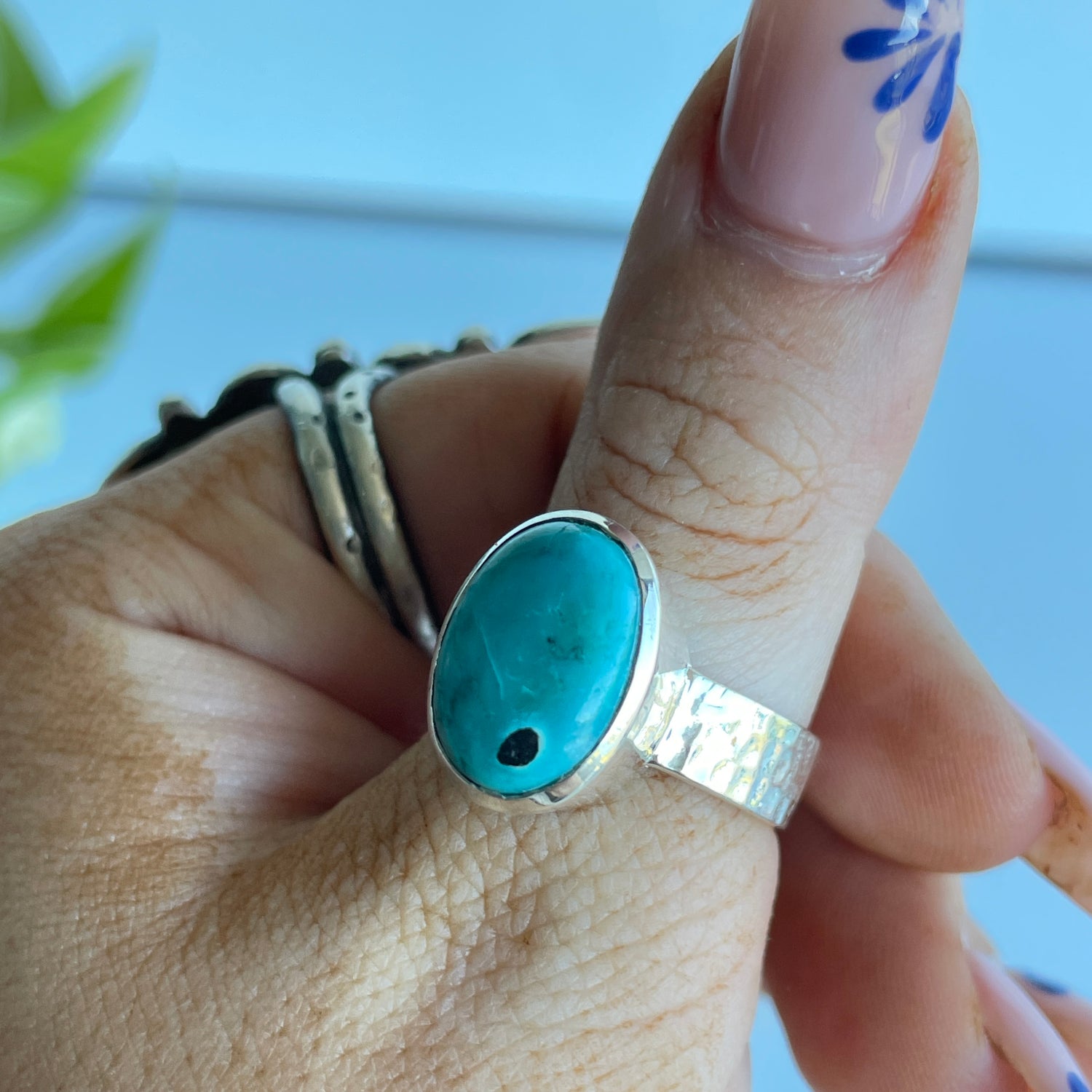 Turquoise Oval Ring Sz8