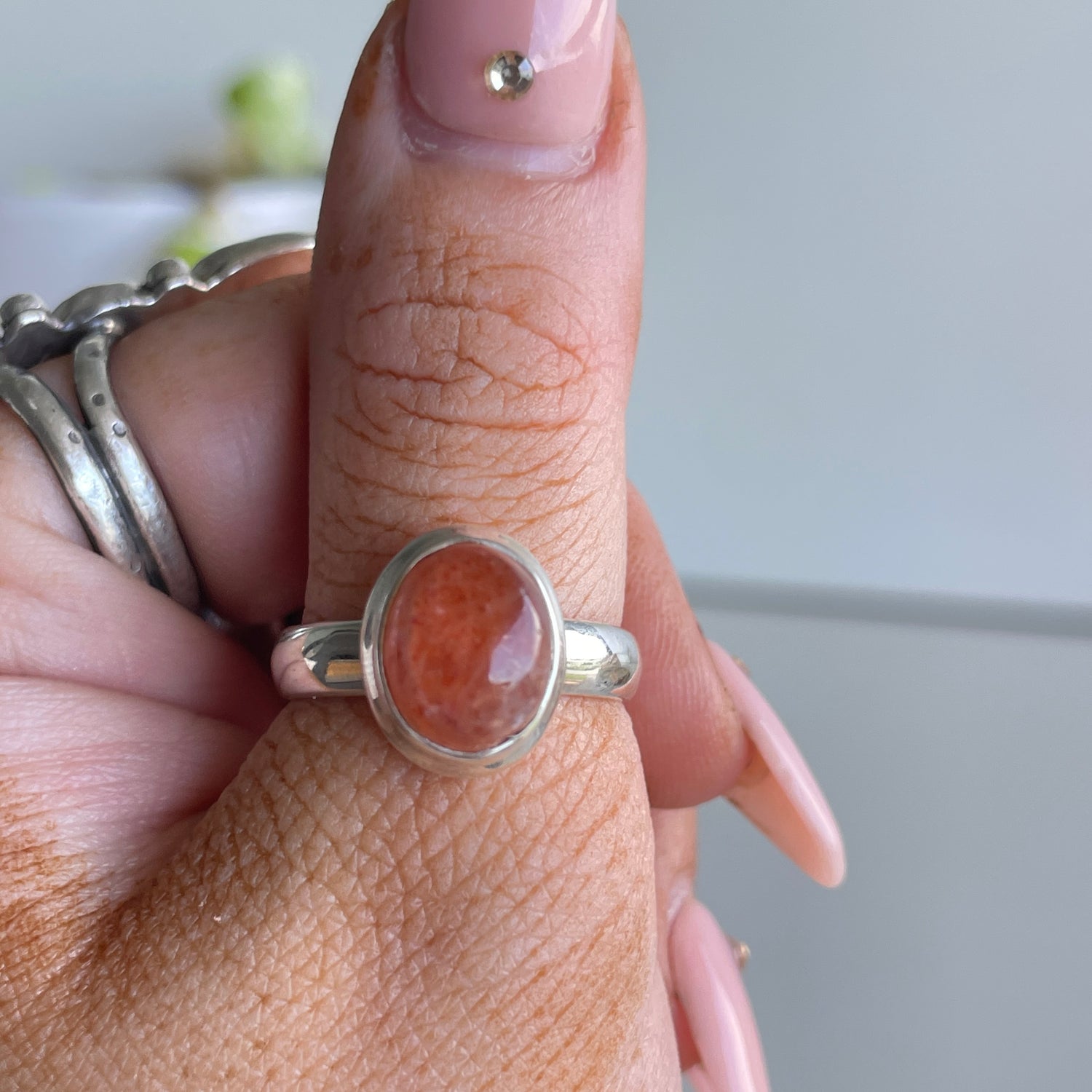 Sunstone Oval Ring Sz8