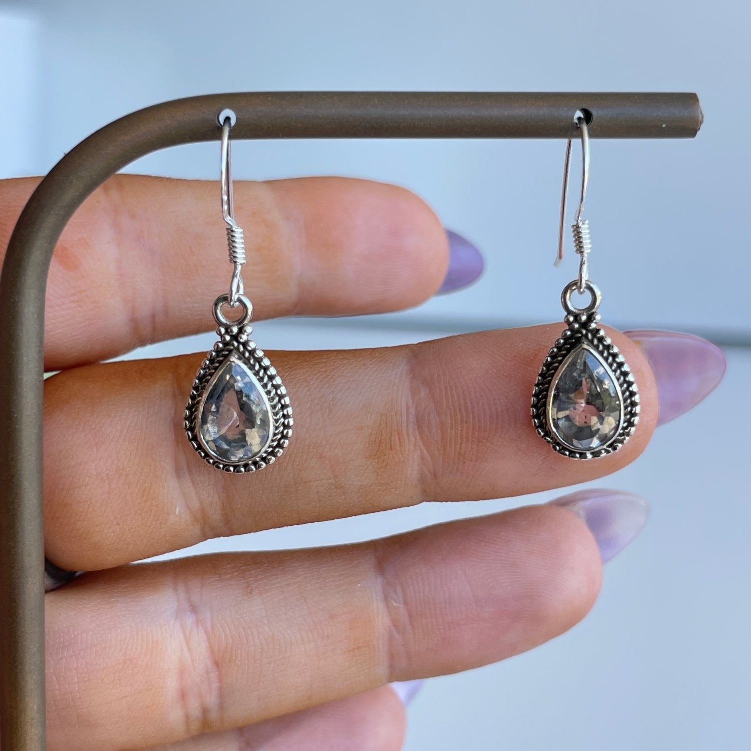 Clear Quartz Teardrop Earrings