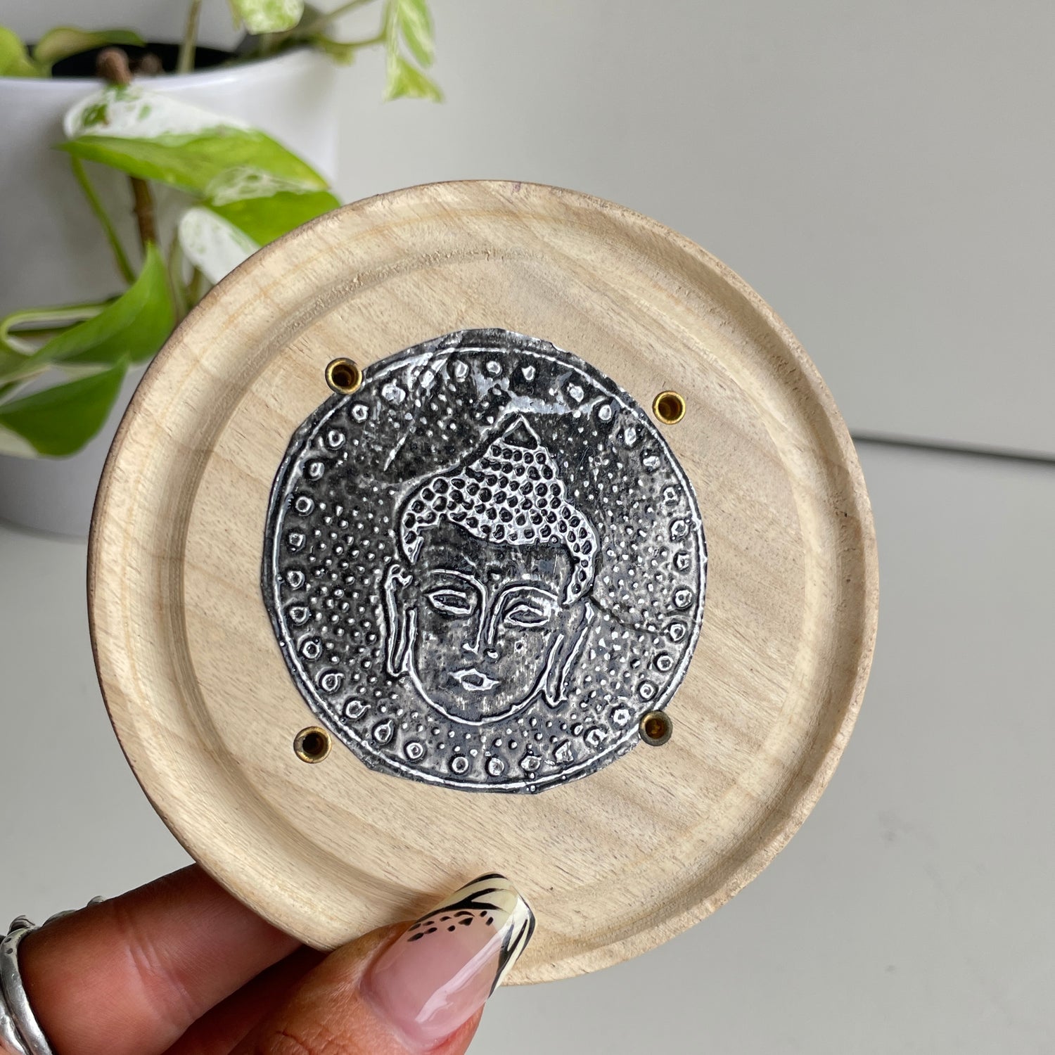 Round Wooden Incense Holder IHR110