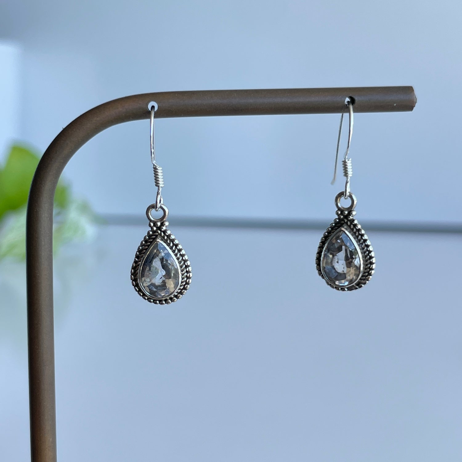 Clear Quartz Teardrop Earrings