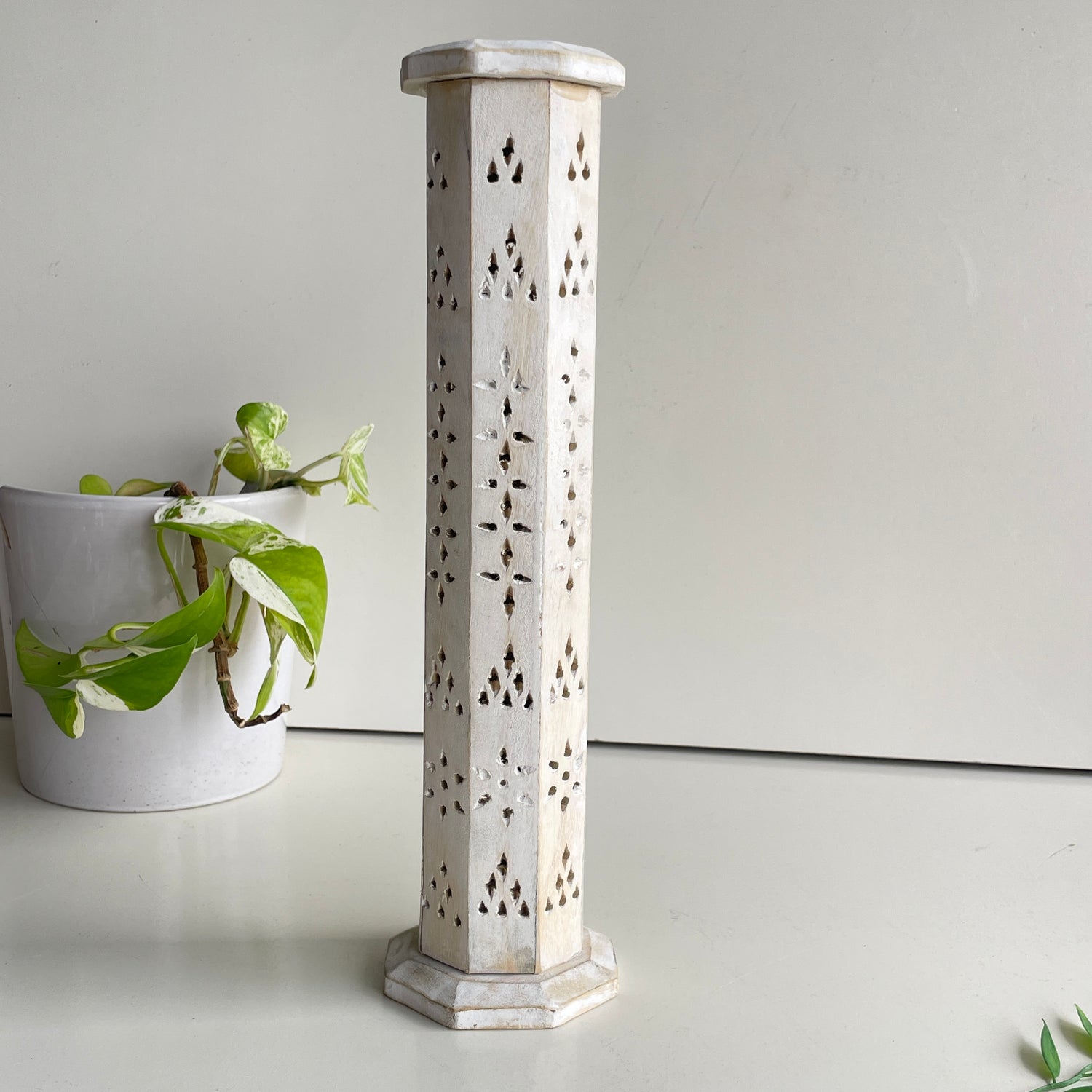 White Wooden Incense Holder IHT335