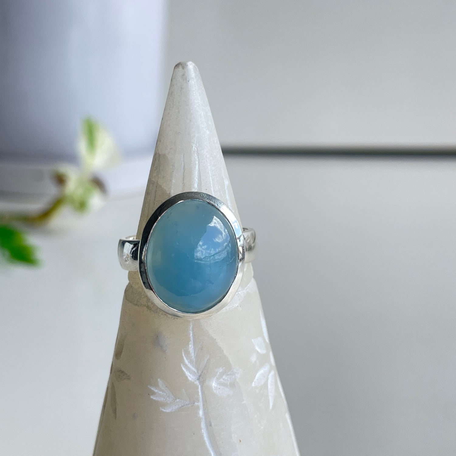 Aquamarine Oval Ring Sz9
