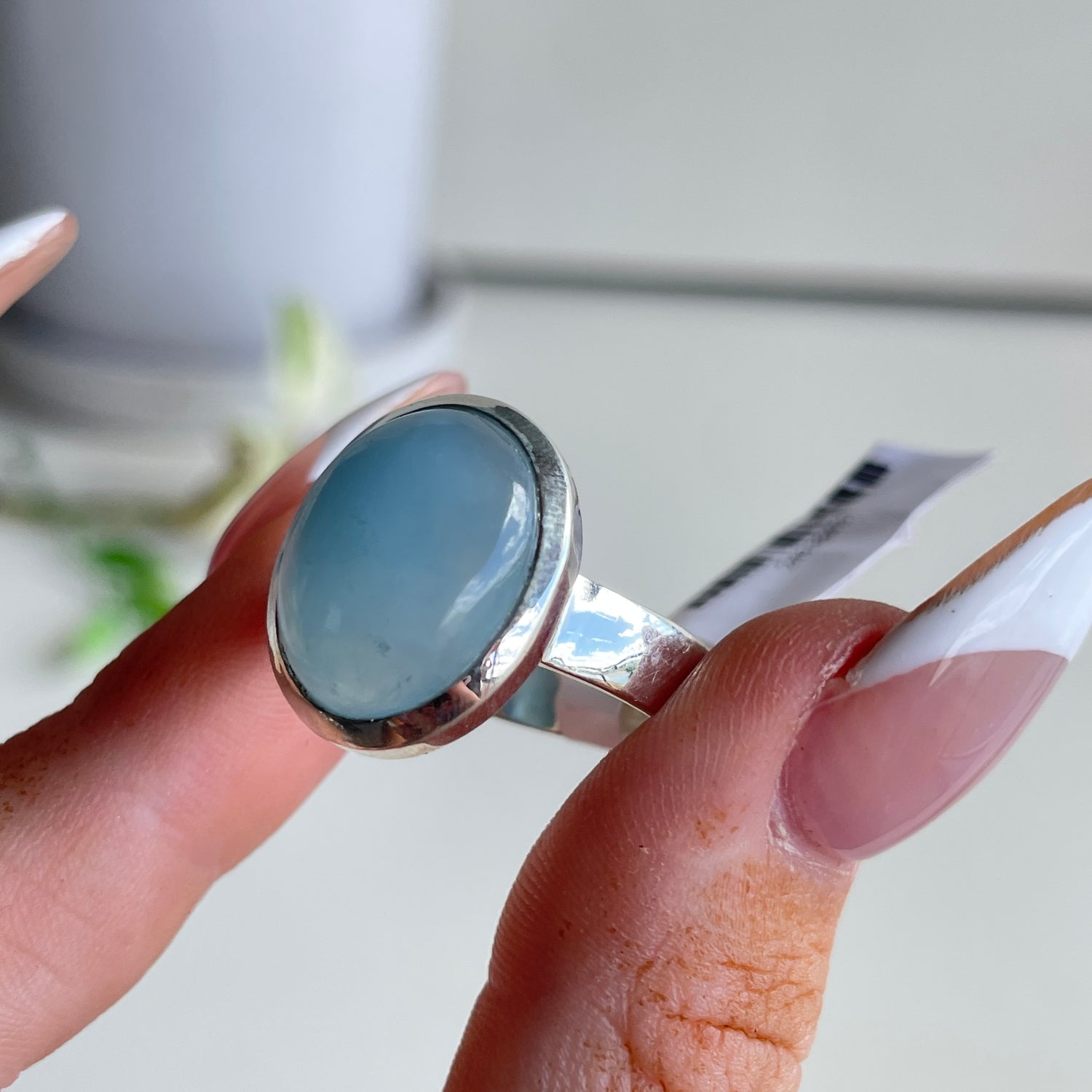 Aquamarine Oval Ring Sz9
