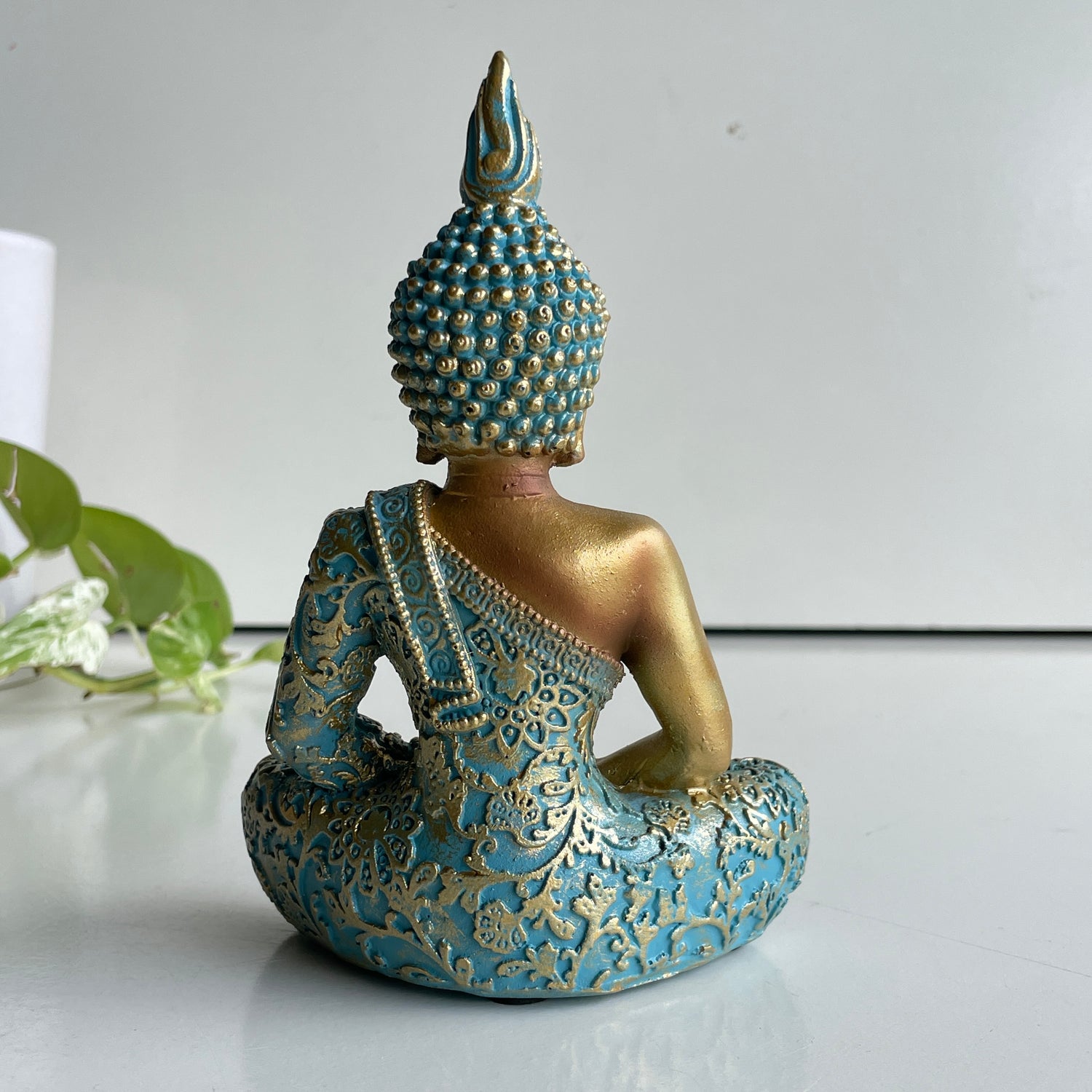 Sitting Buddha Gold And Teal Sml BUDDAQ6