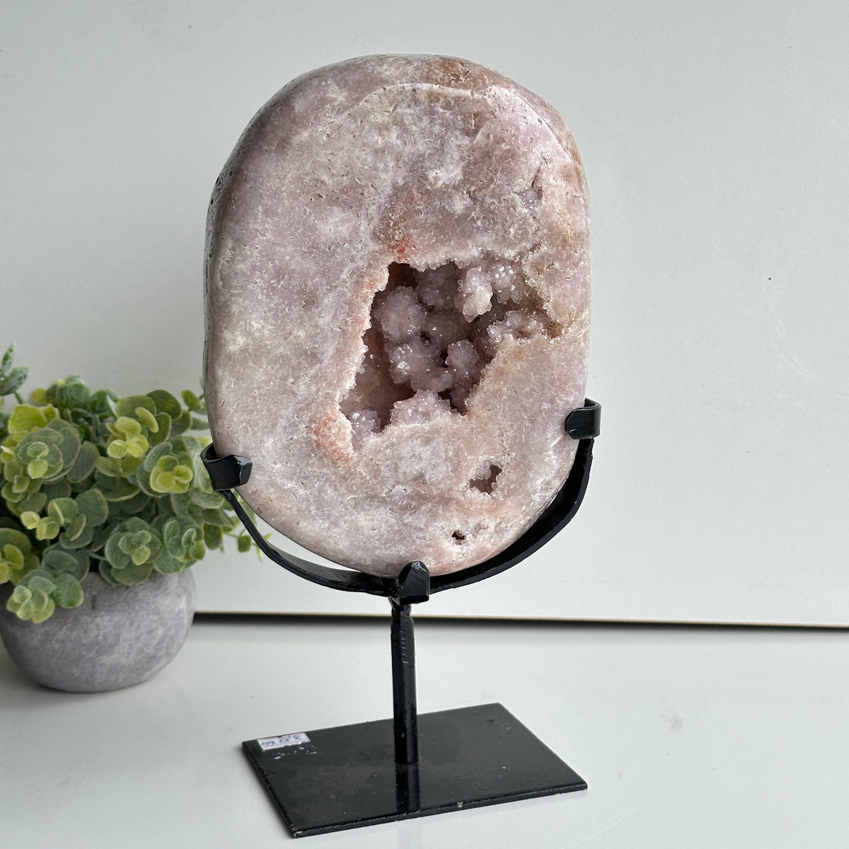 Pink Amethyst Pc In Stand With Druzy