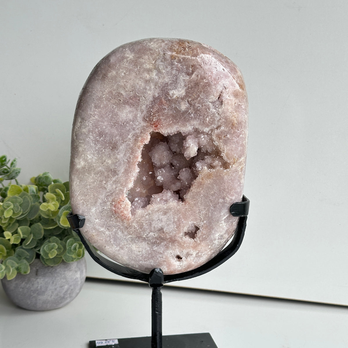 Pink Amethyst Pc In Stand With Druzy