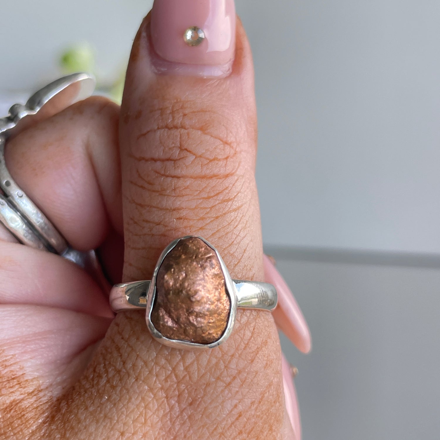 Copper Nugget Ring Sz10