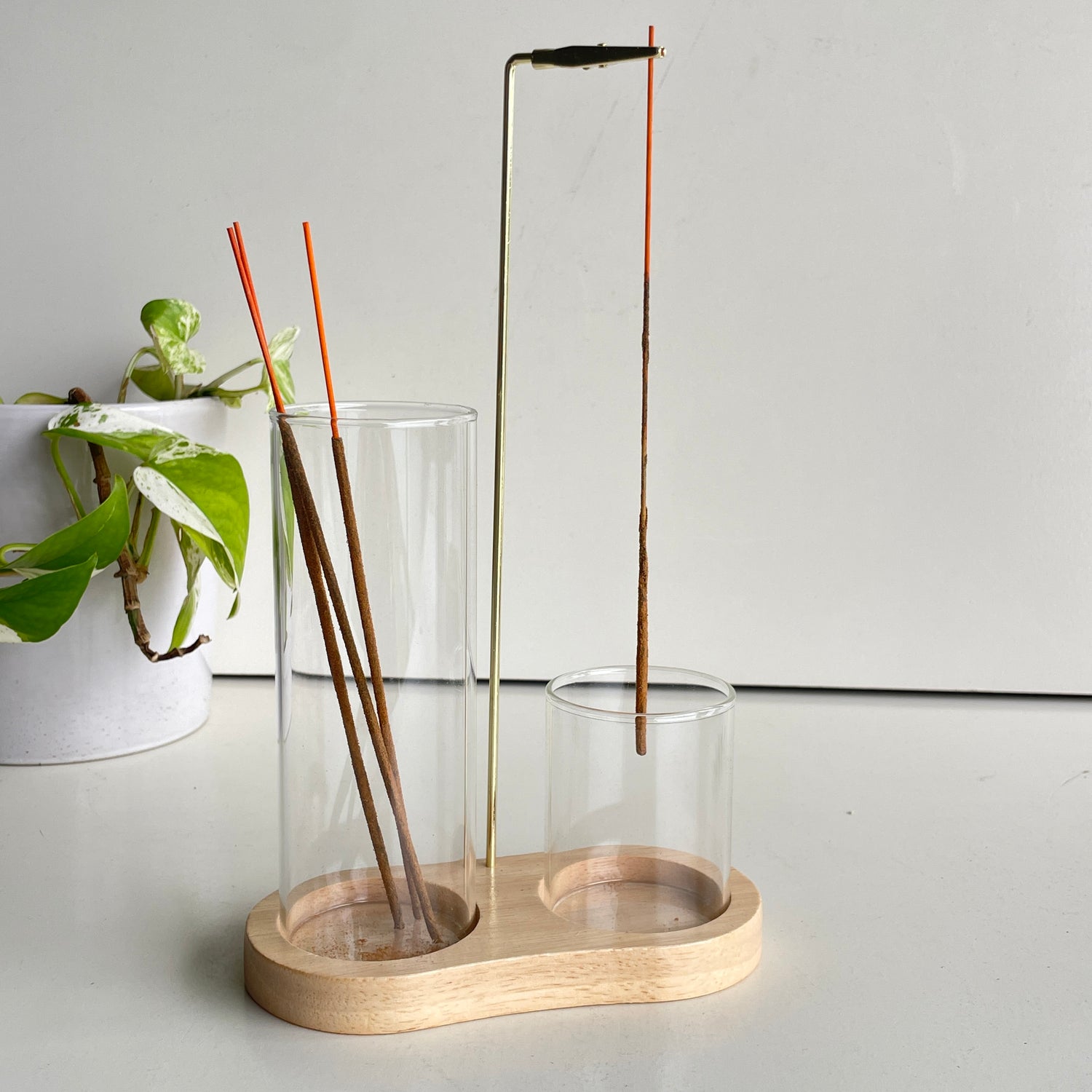 Glass 2 in 1 Incense Holder And Burner Natural