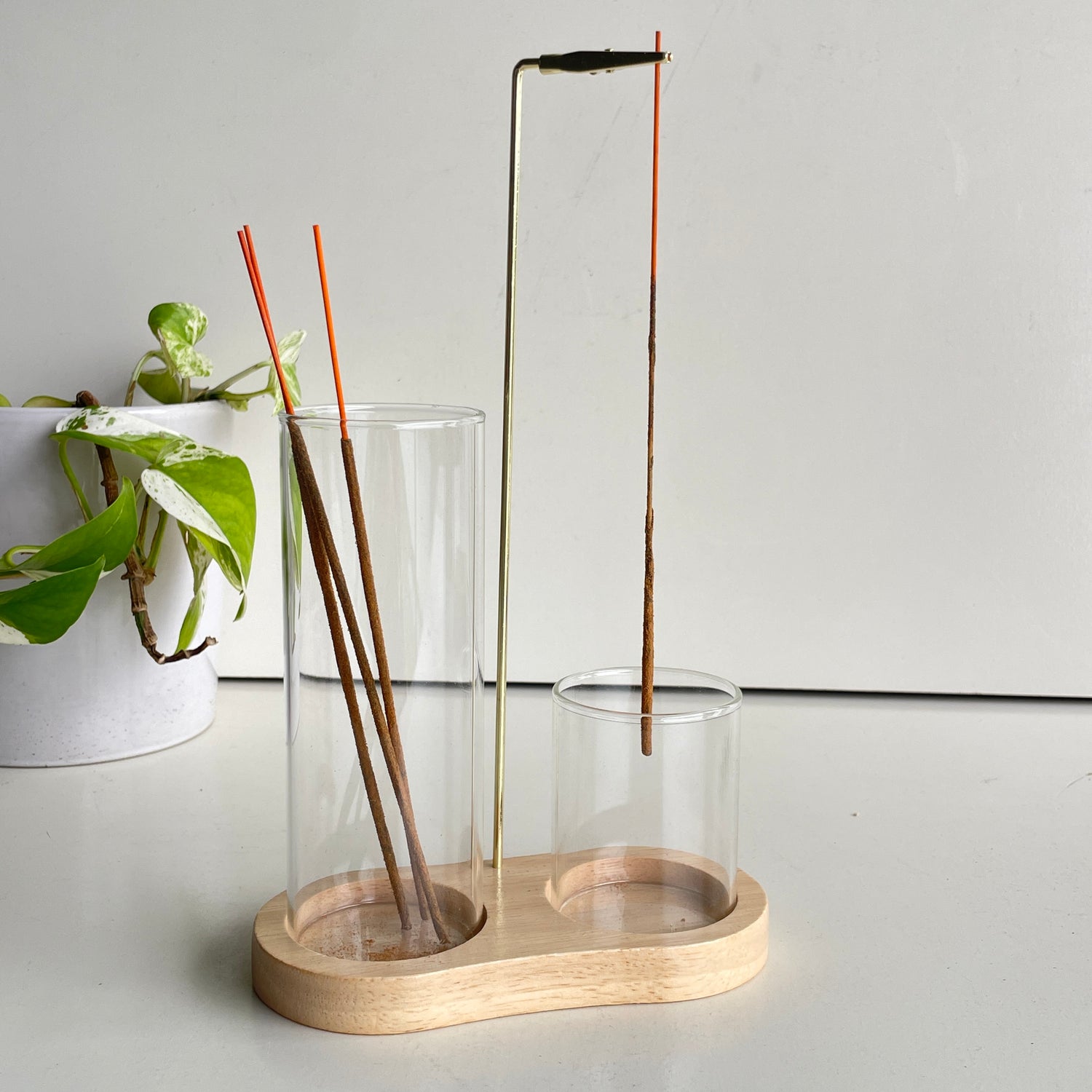 Glass 2 in 1 Incense Holder And Burner Natural
