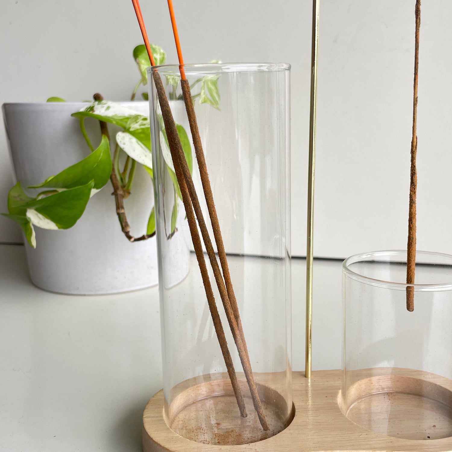 Glass 2 in 1 Incense Holder And Burner Natural