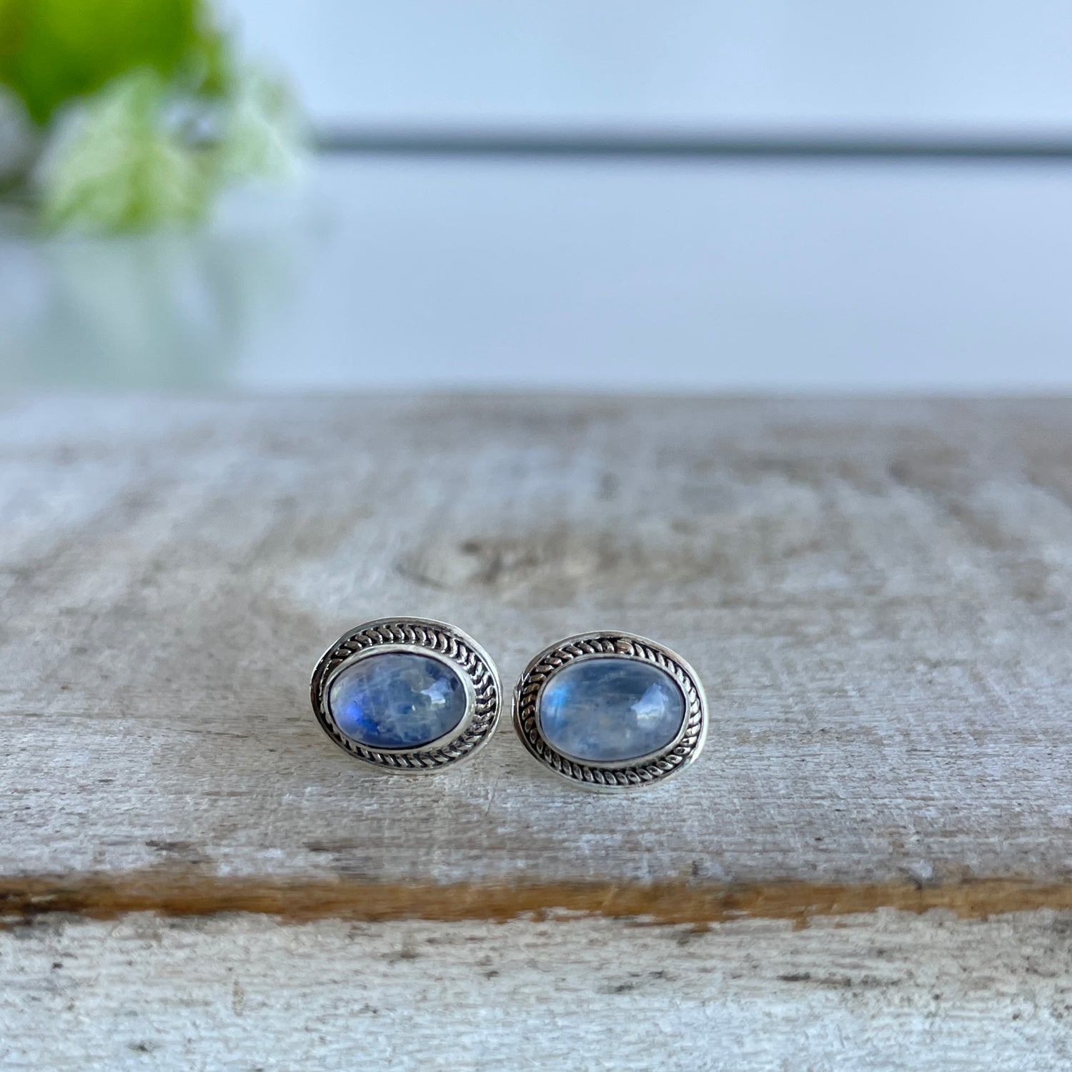 Moonstone Oval Studs 03