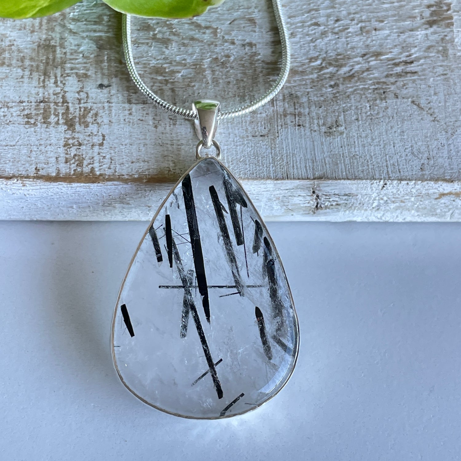 Tourmalinated Quartz Teardrop Pendant