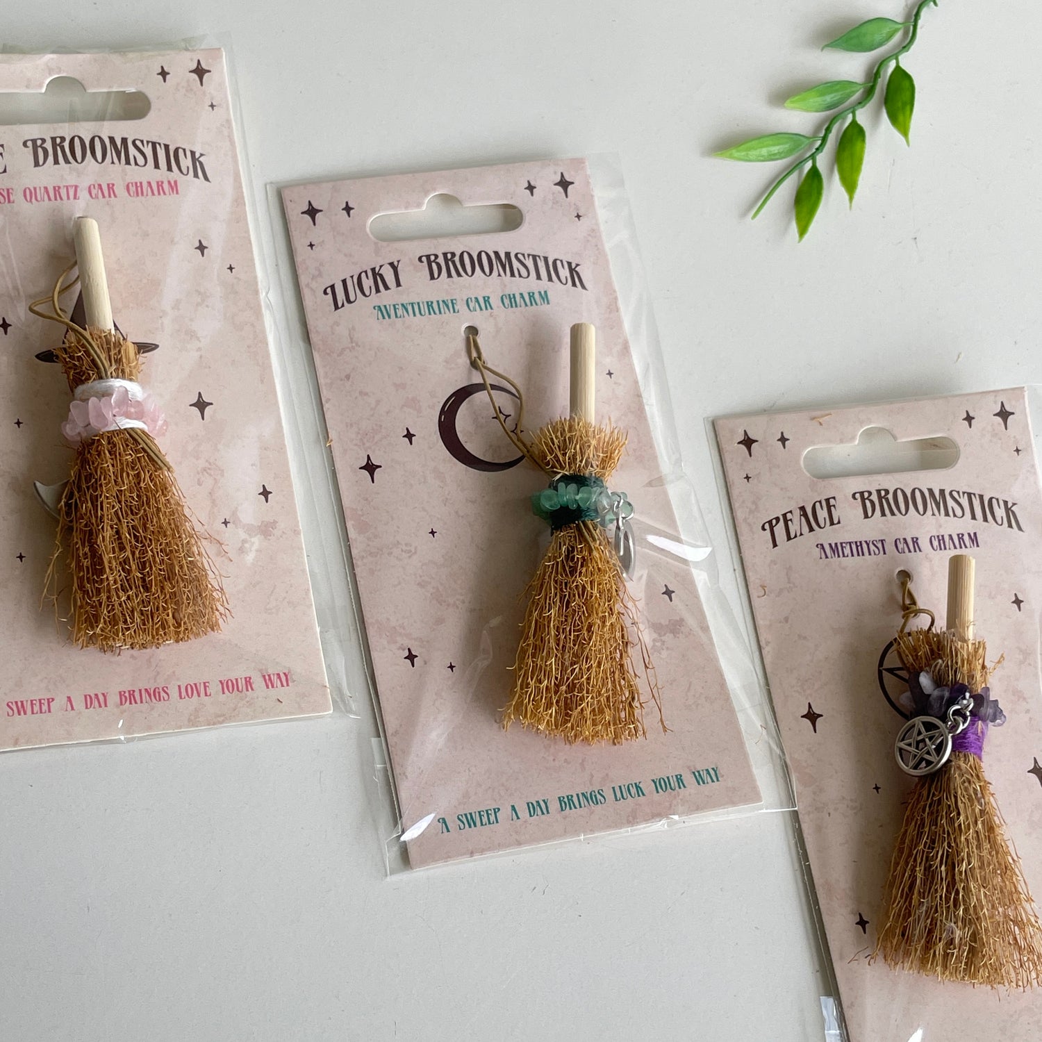 Broomstick Crystal Car Charm