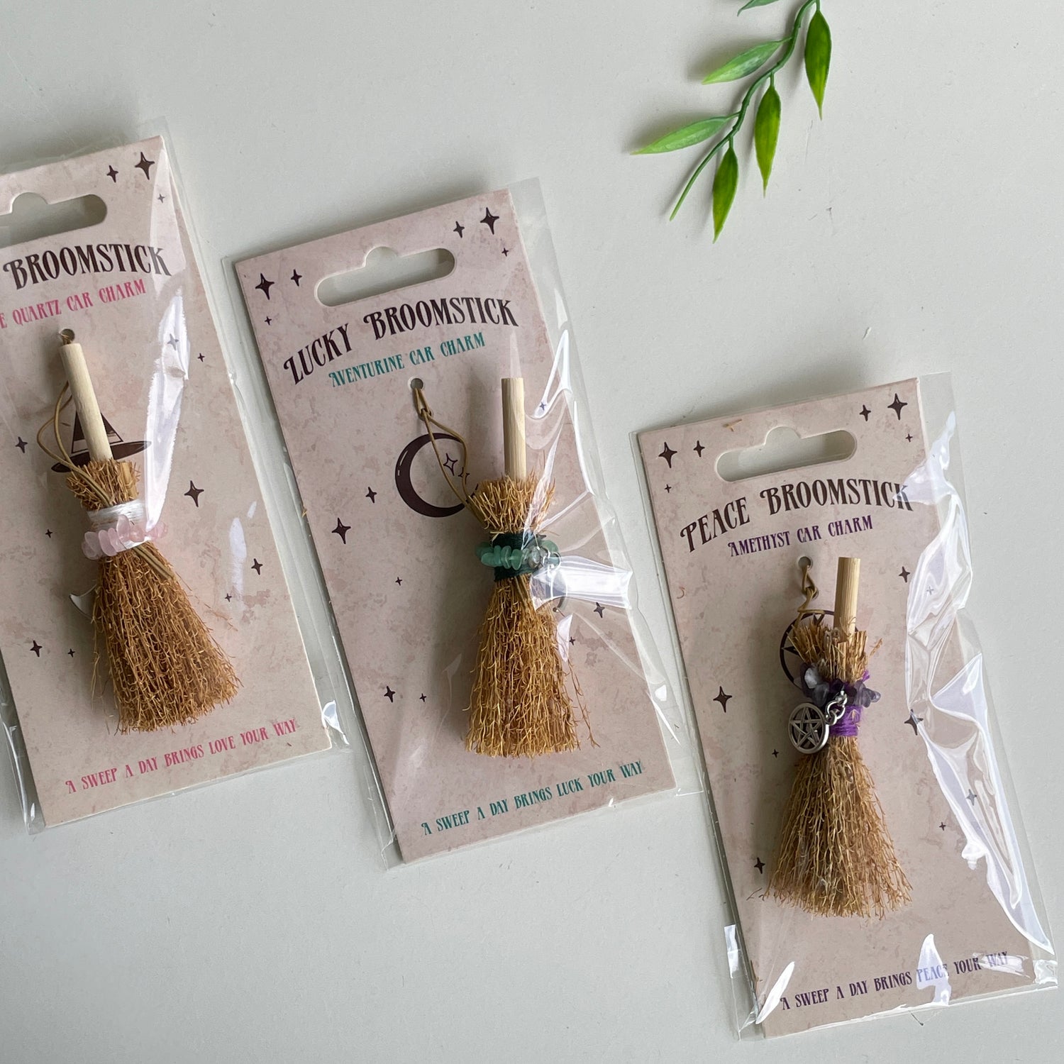 Broomstick Crystal Car Charm