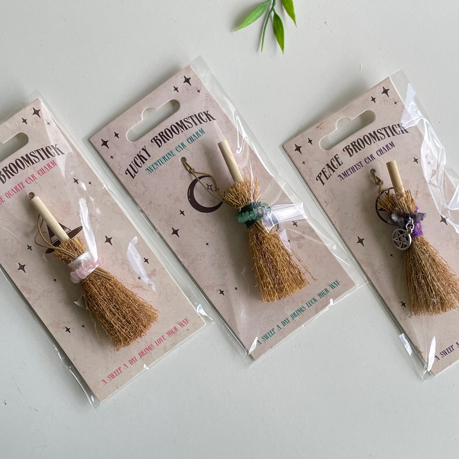Broomstick Crystal Car Charm