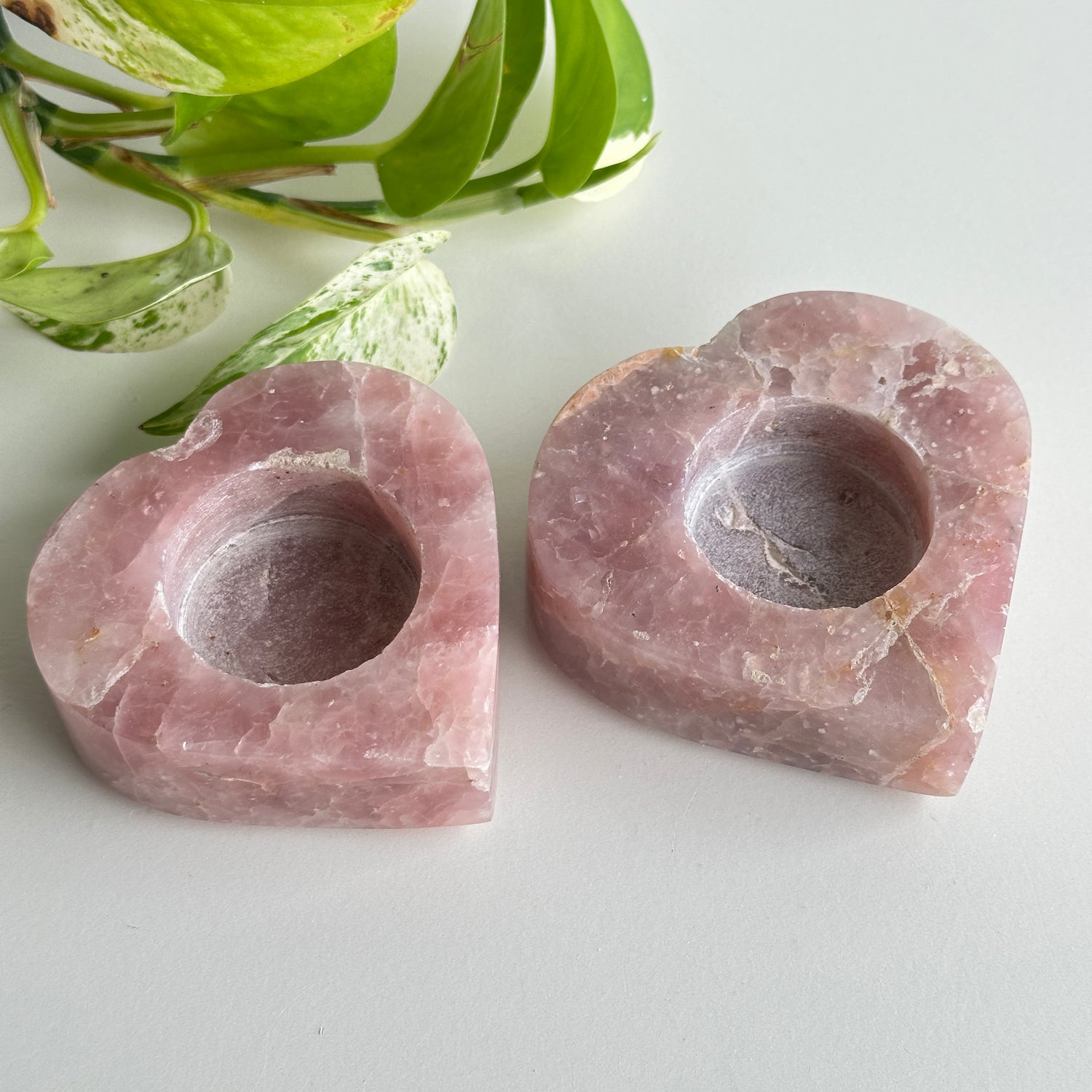 Rose Quartz Heart Tealight Holder