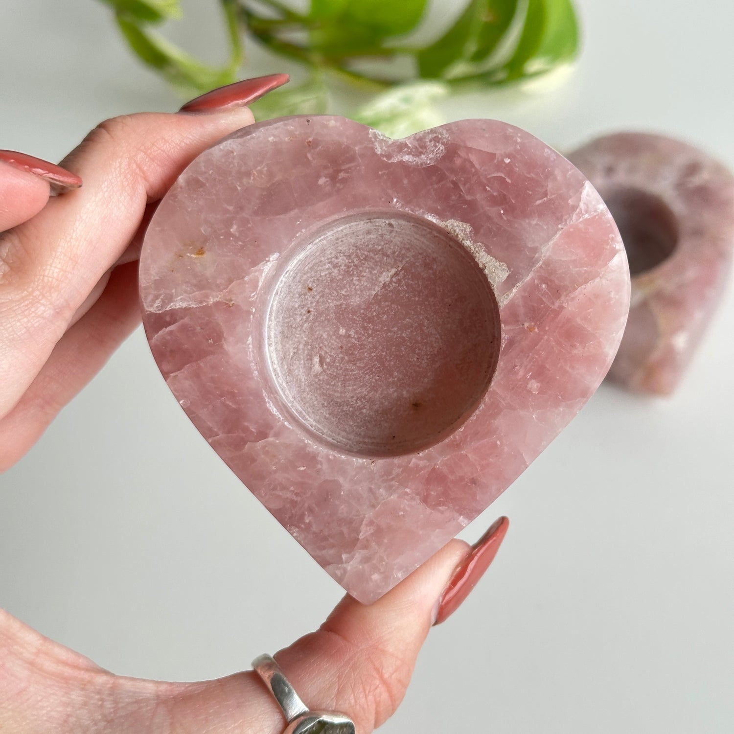 Rose Quartz Heart Tealight Holder