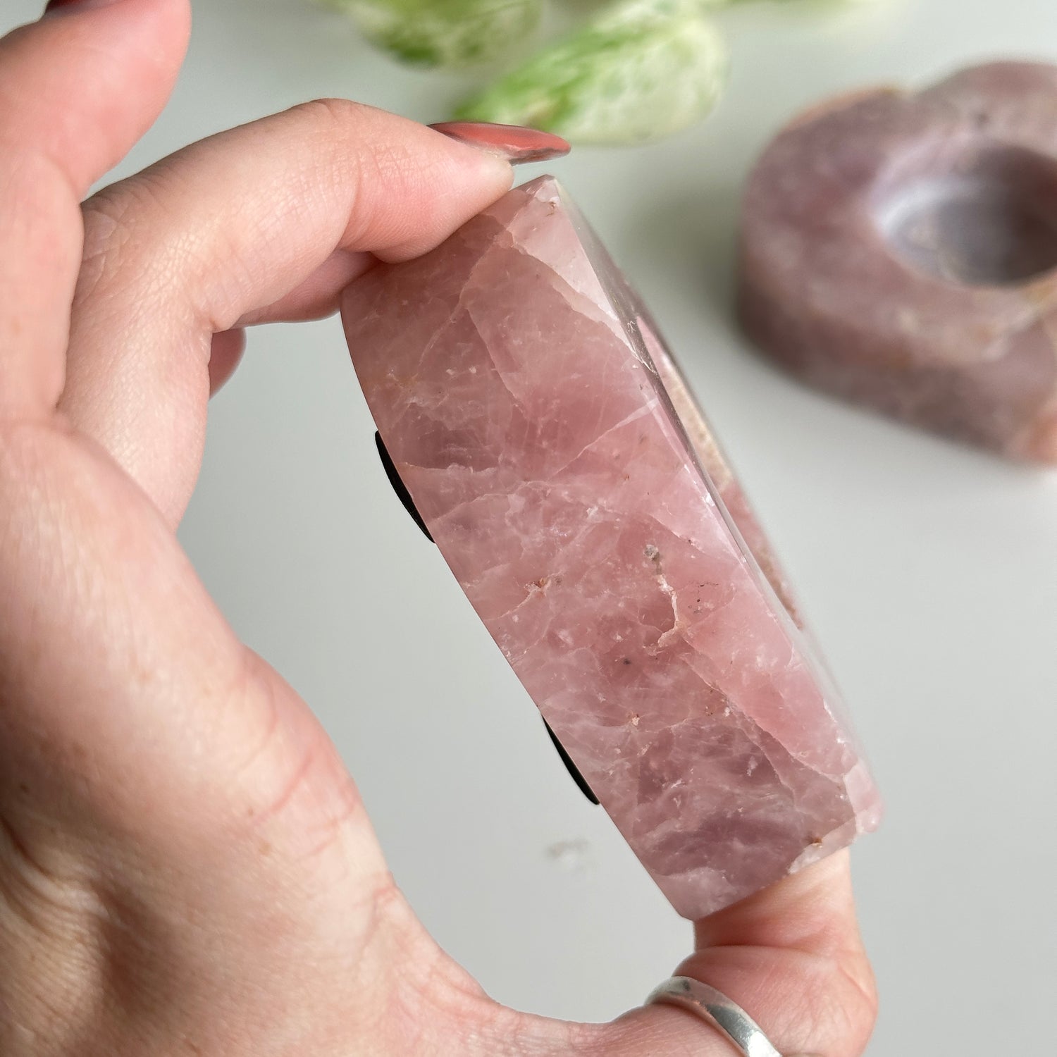 Rose Quartz Heart Tealight Holder