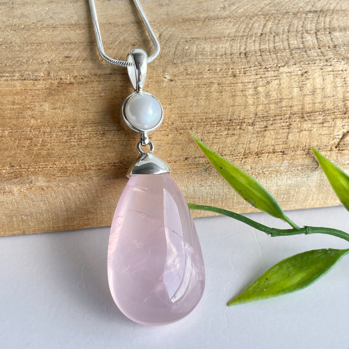 Rose Quartz and Pearl Pendant