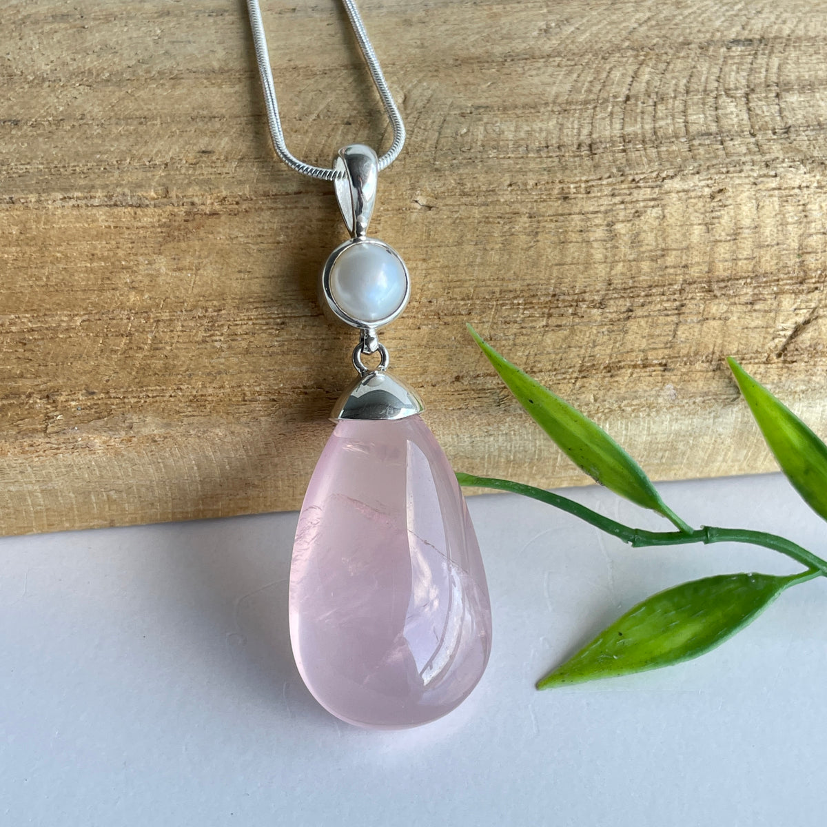 Rose Quartz and Pearl Pendant