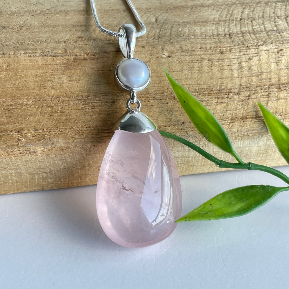Rose Quartz and Pearl Pendant