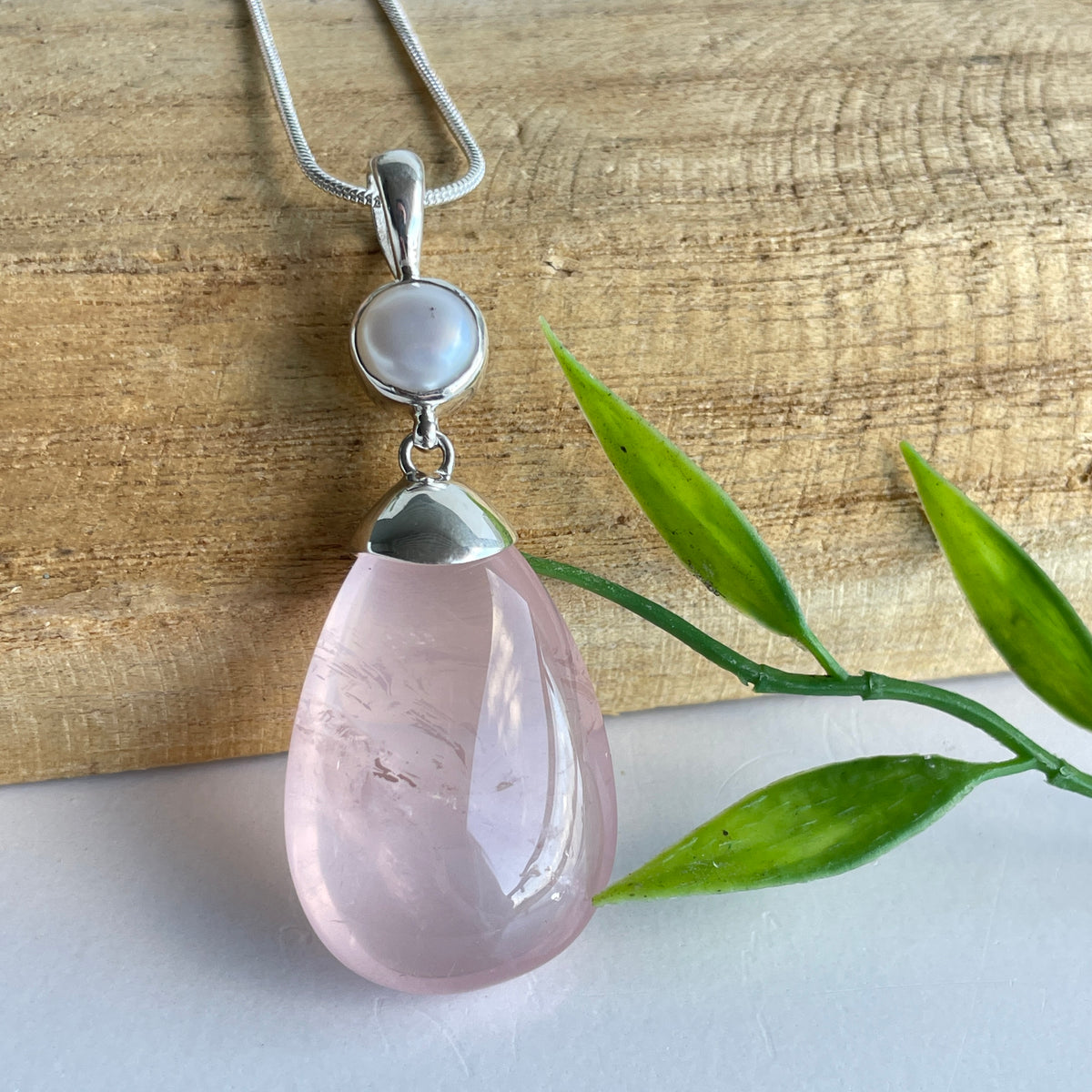 Rose Quartz and Pearl Pendant