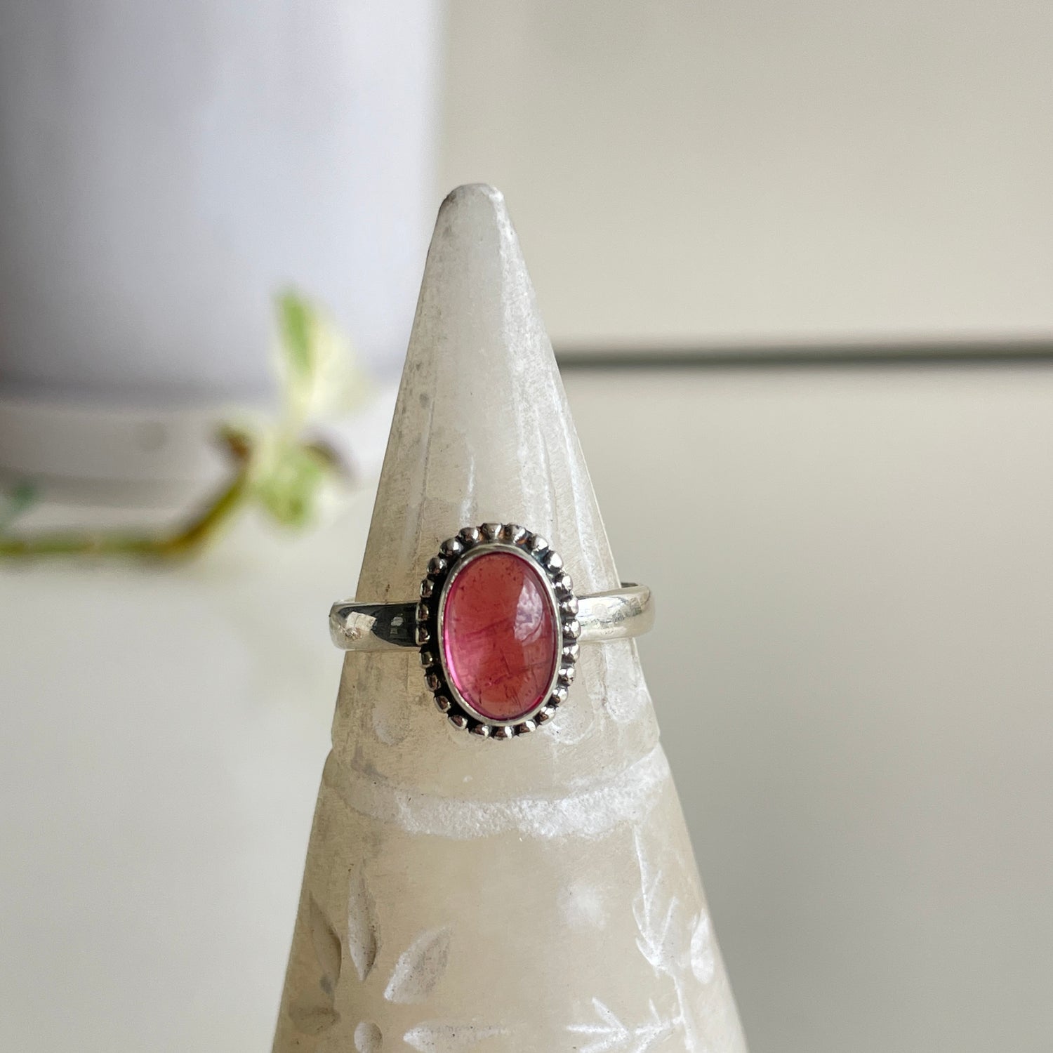 Pink Tourmaline Oval Ring Sz8