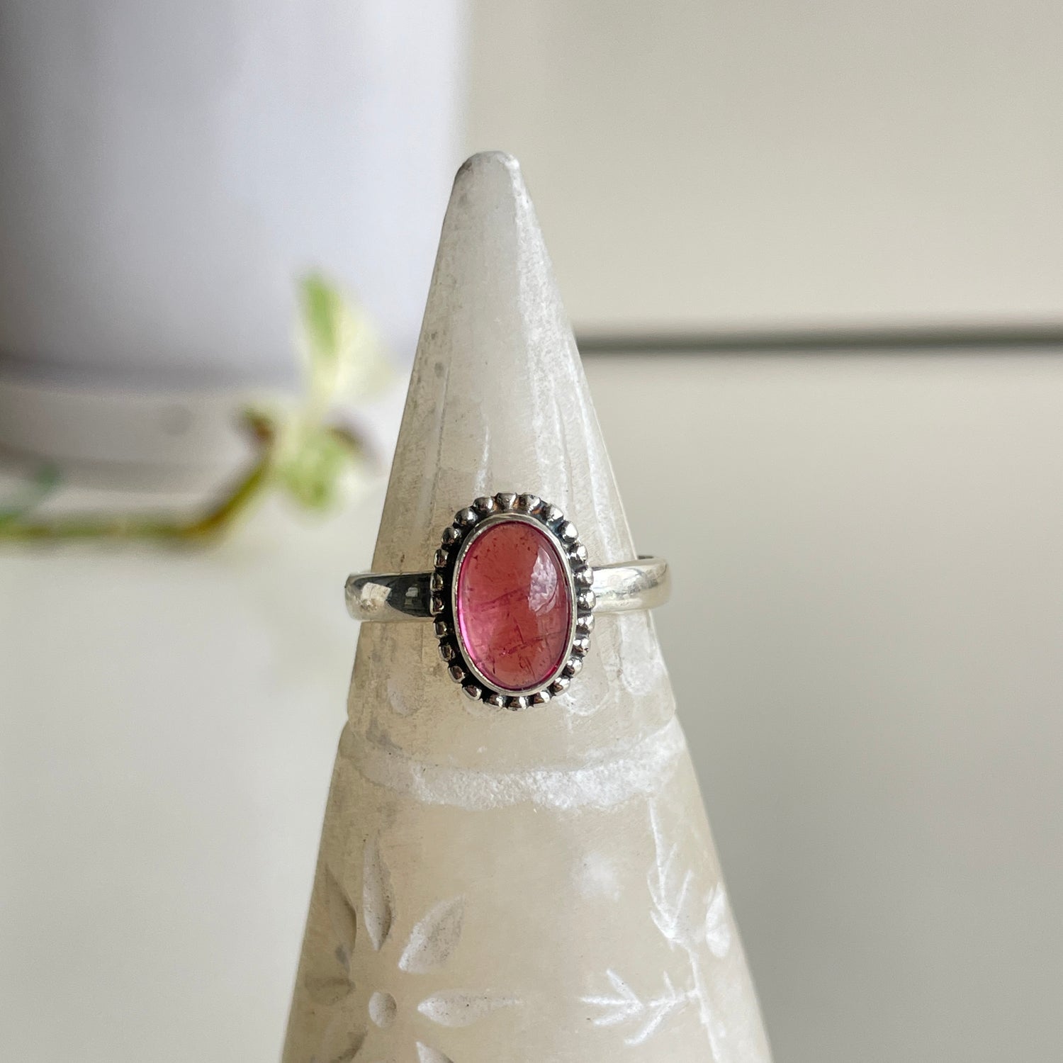 Pink Tourmaline Oval Ring Sz8