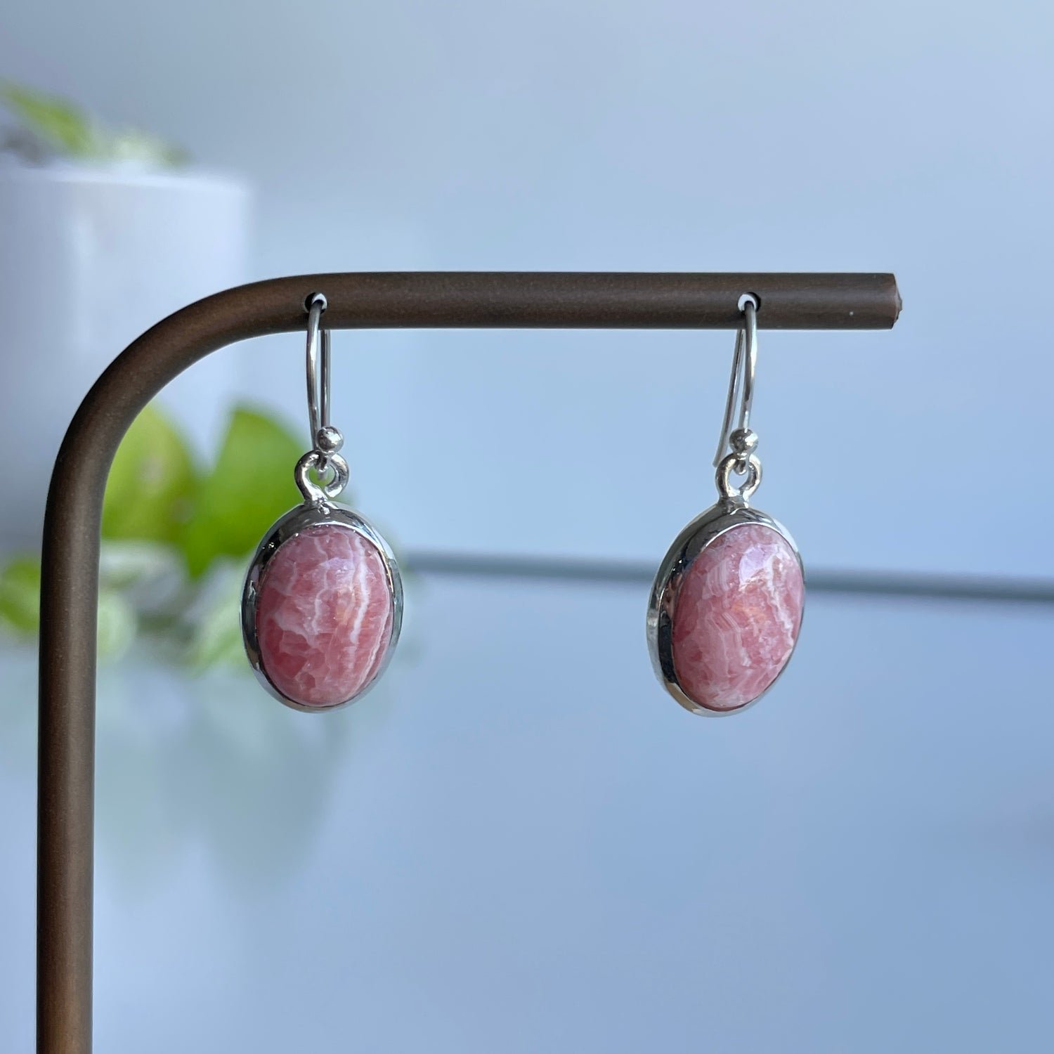 Rhodochrosite Oval Earrings