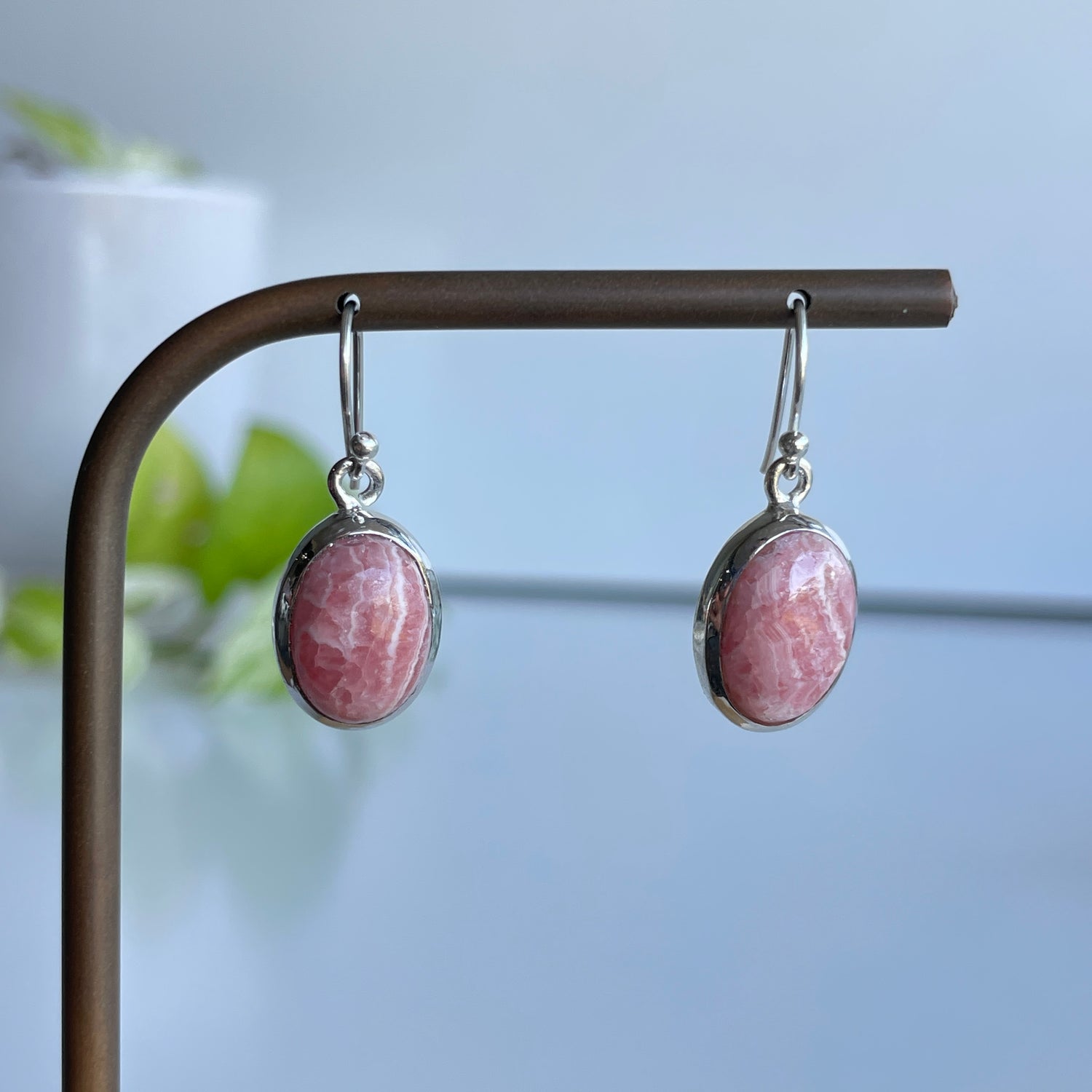 Rhodochrosite Oval Earrings