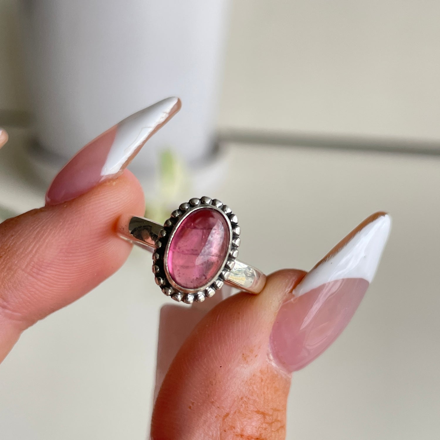Pink Tourmaline Oval Ring Sz8