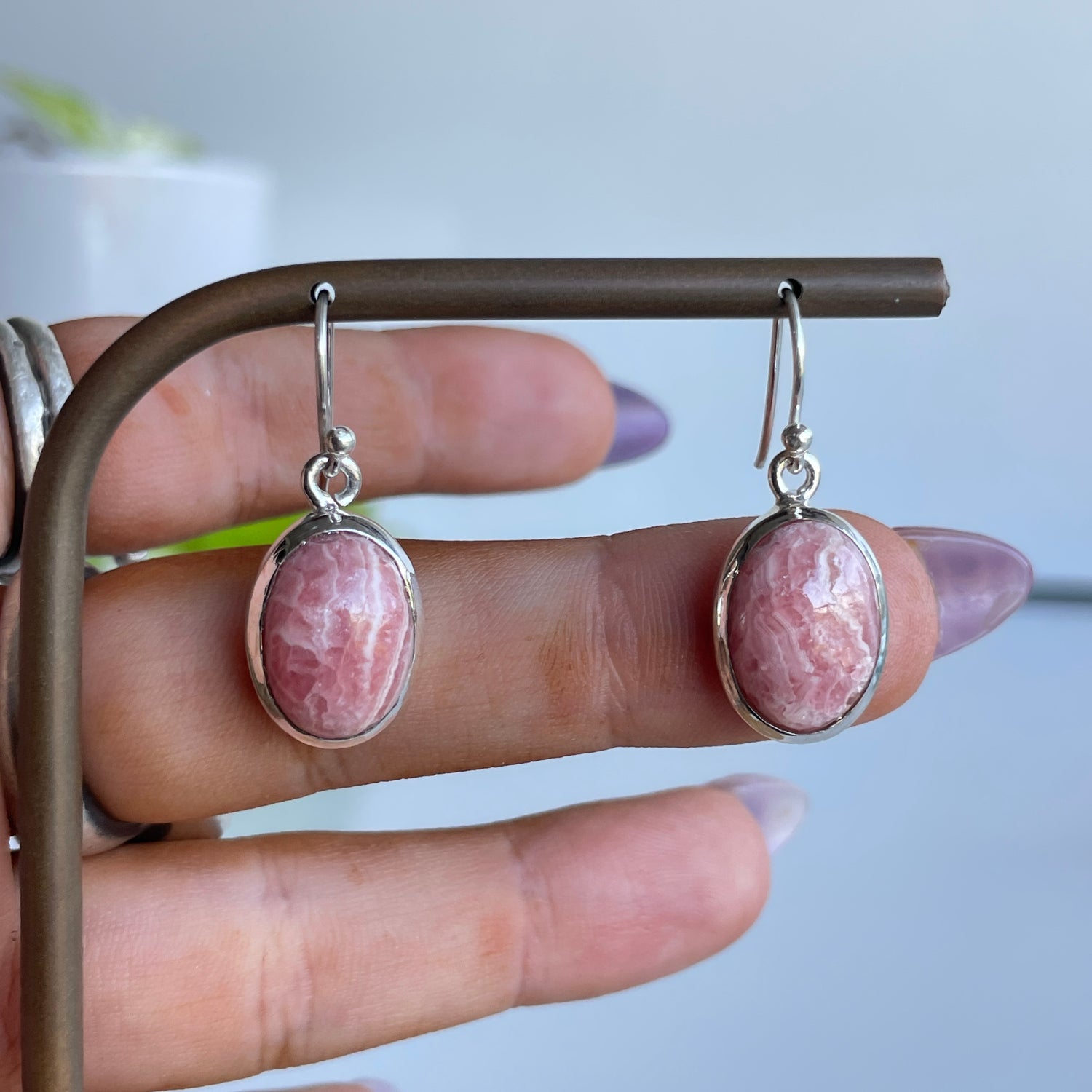 Rhodochrosite Oval Earrings