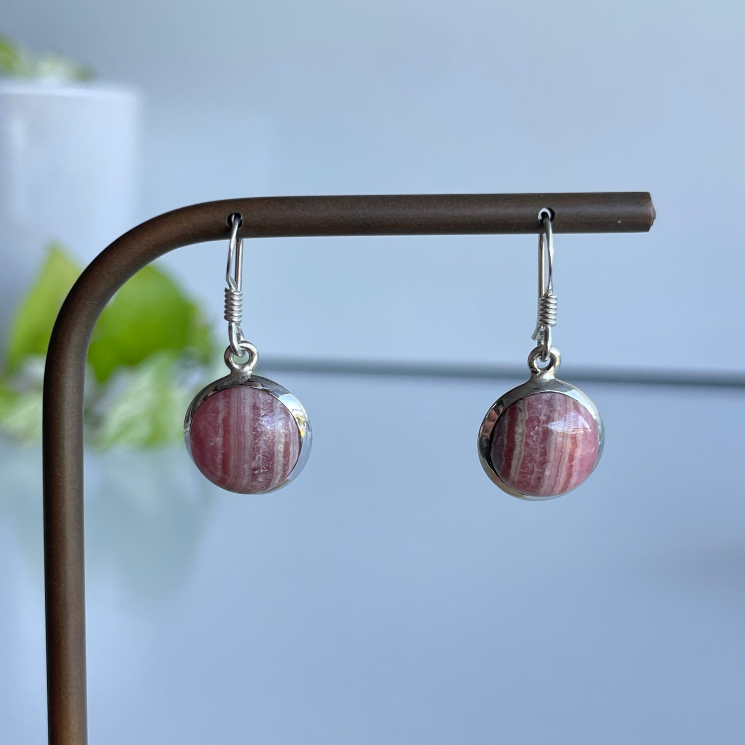 Rhodochrosite Round Earrings