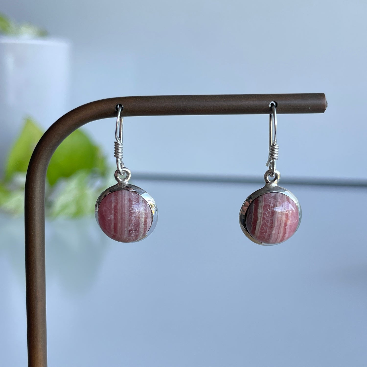 Rhodochrosite Round Earrings