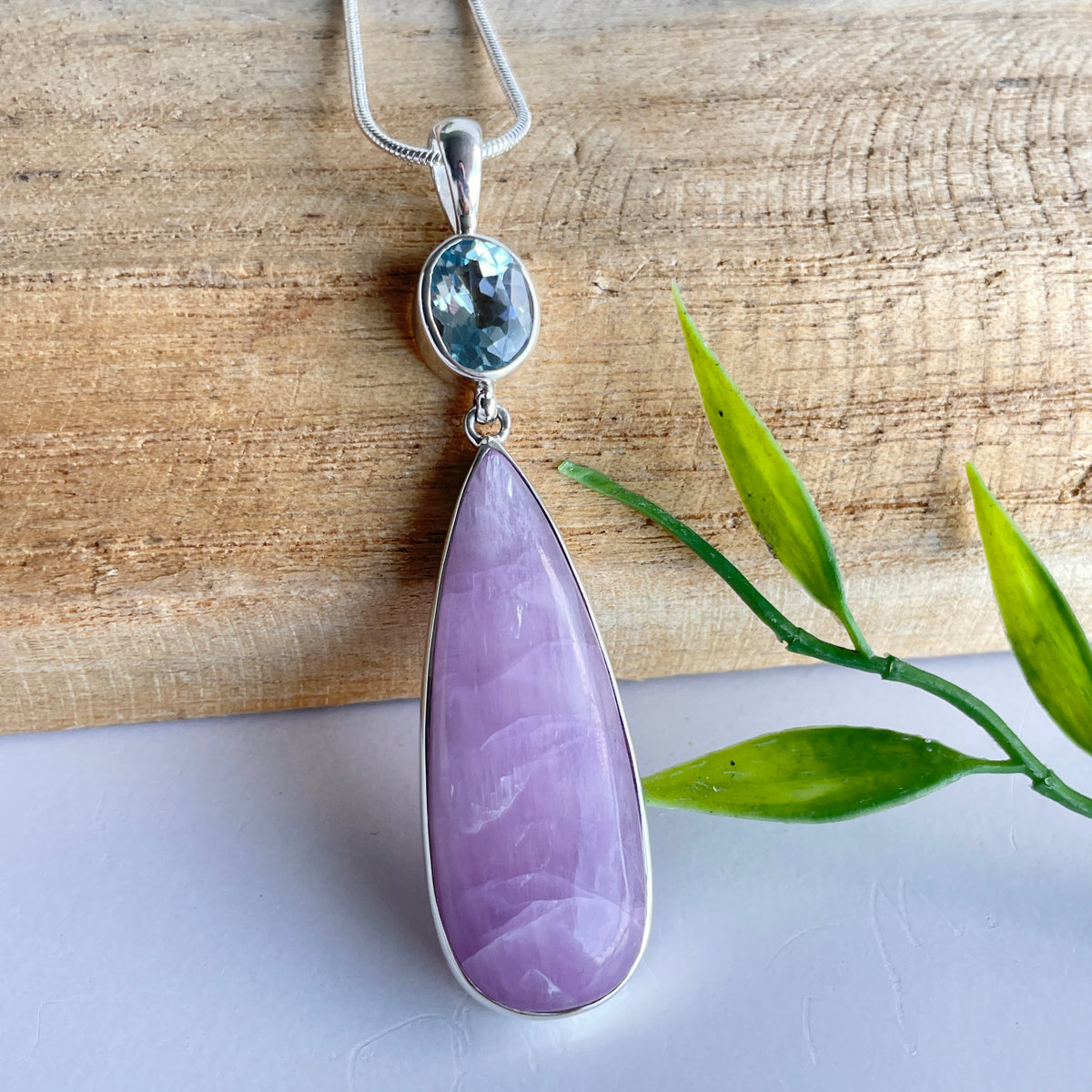 Kunzite and Blue Topaz Pendant