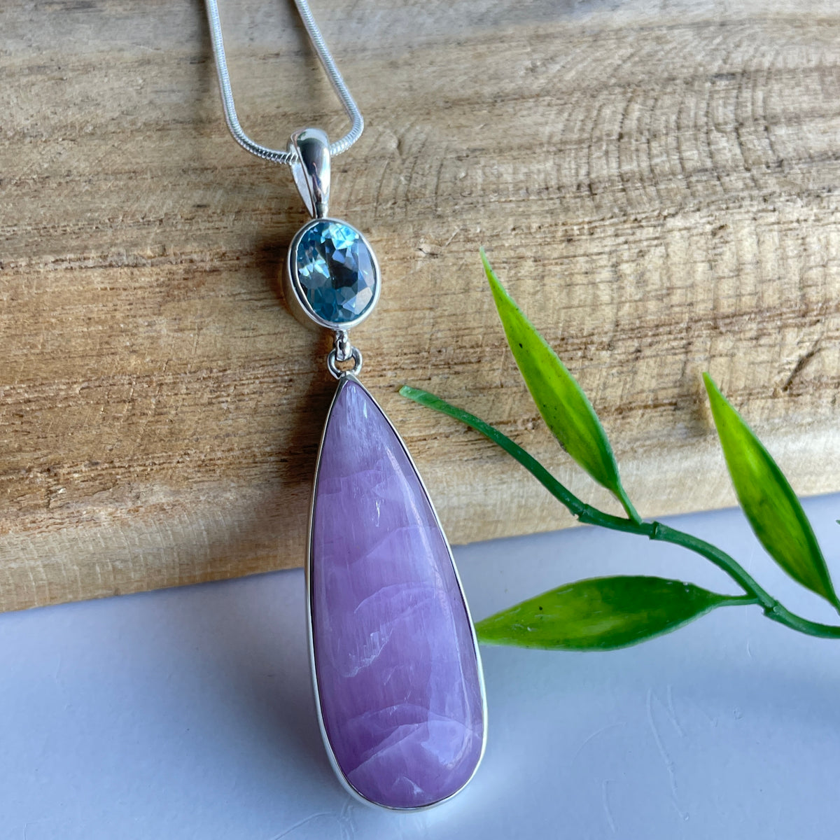 Kunzite and Blue Topaz Pendant