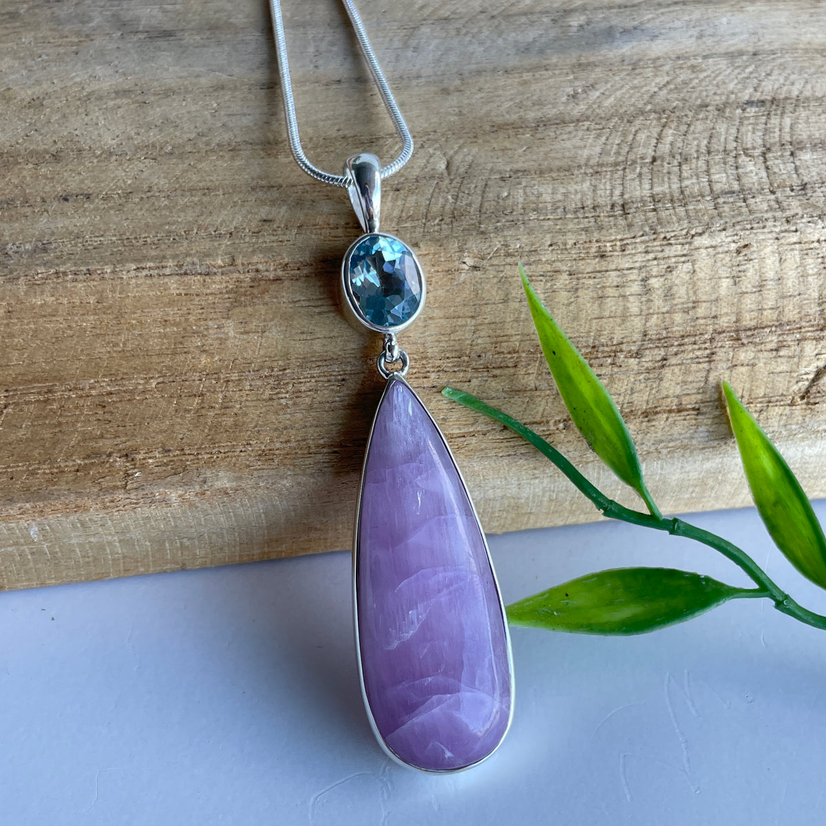 Kunzite and Blue Topaz Pendant