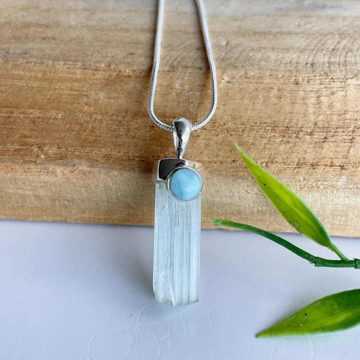 Aquamarine and Larimar Pendant